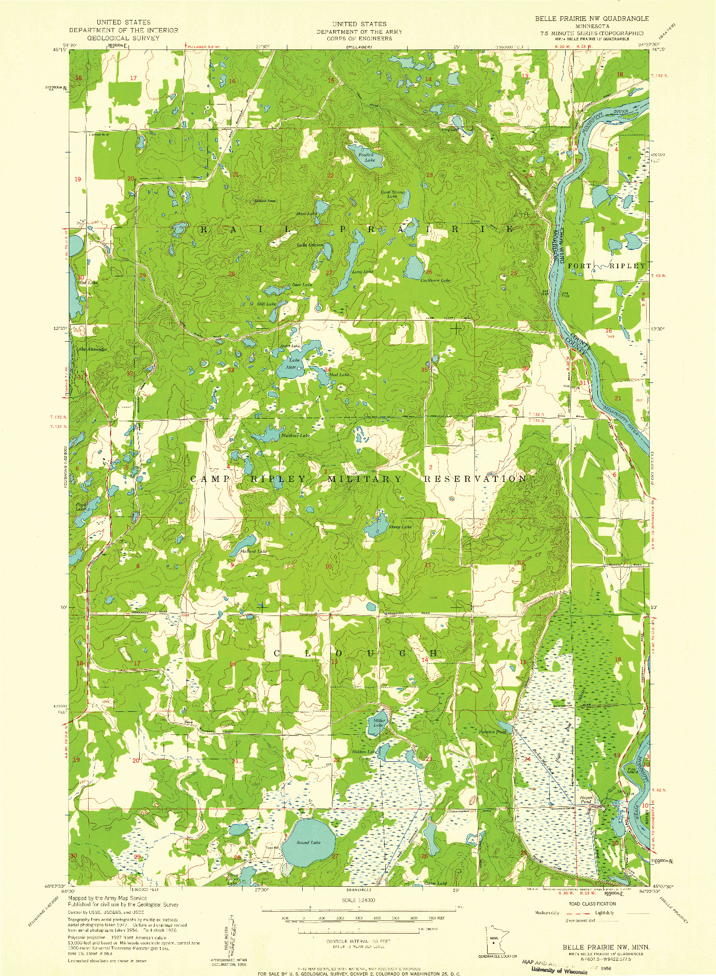 USGS 1:24000-SCALE QUADRANGLE FOR BELLE PRAIRIE NW, MN 1956