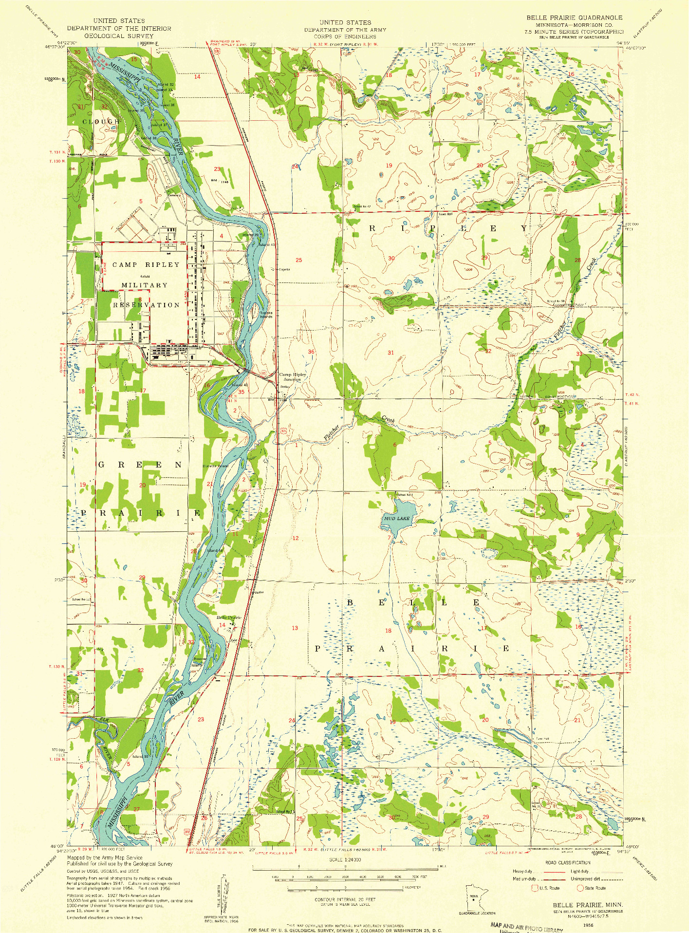 USGS 1:24000-SCALE QUADRANGLE FOR BELLE PRAIRIE, MN 1956