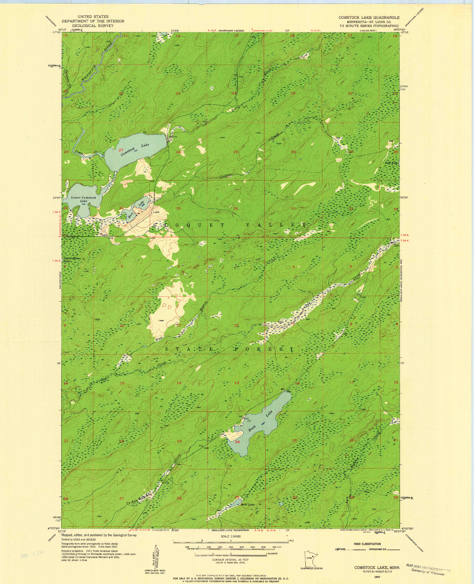 USGS 1:24000-SCALE QUADRANGLE FOR COMSTOCK LAKE, MN 1957