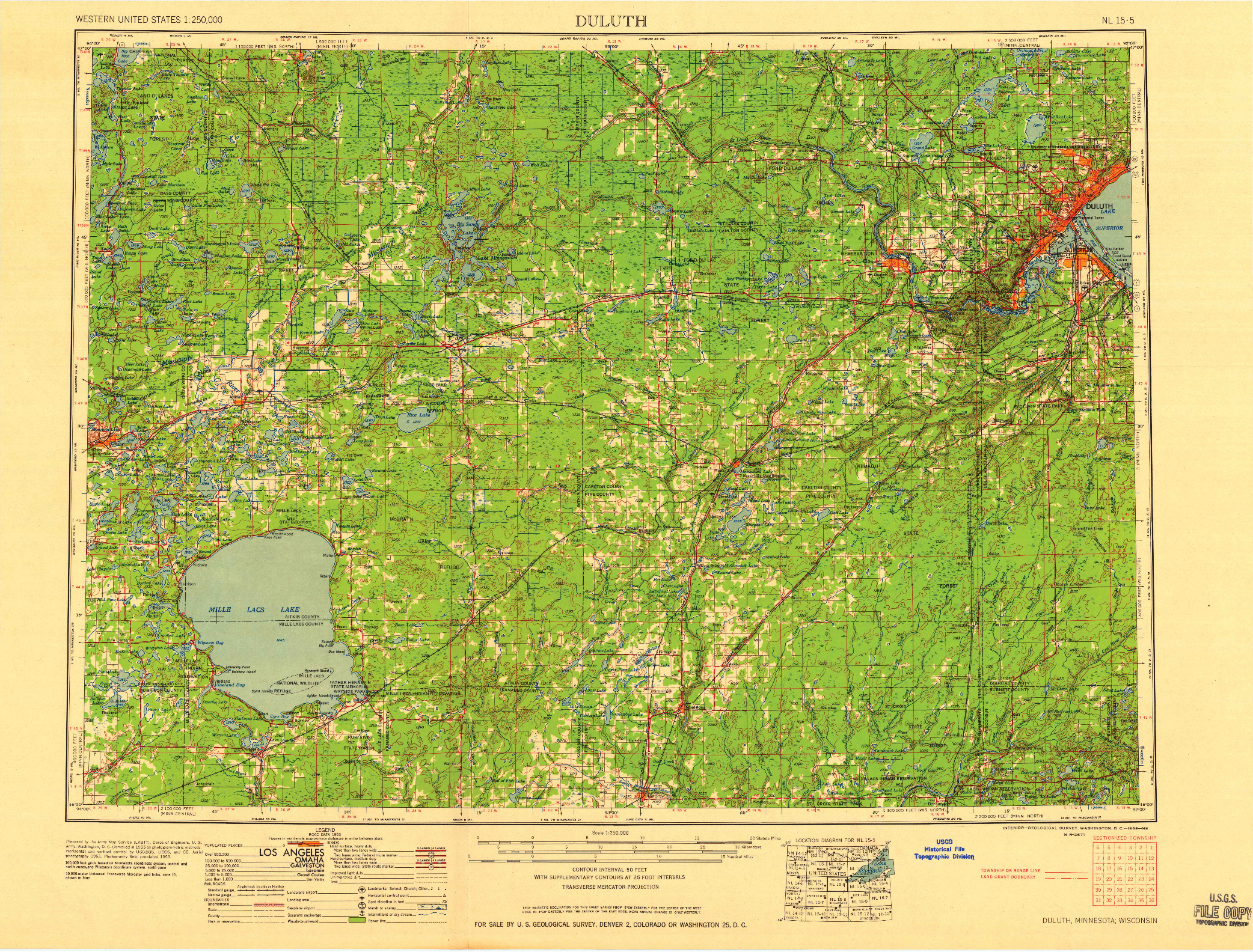 USGS 1:250000-SCALE QUADRANGLE FOR DULUTH, MN 1958