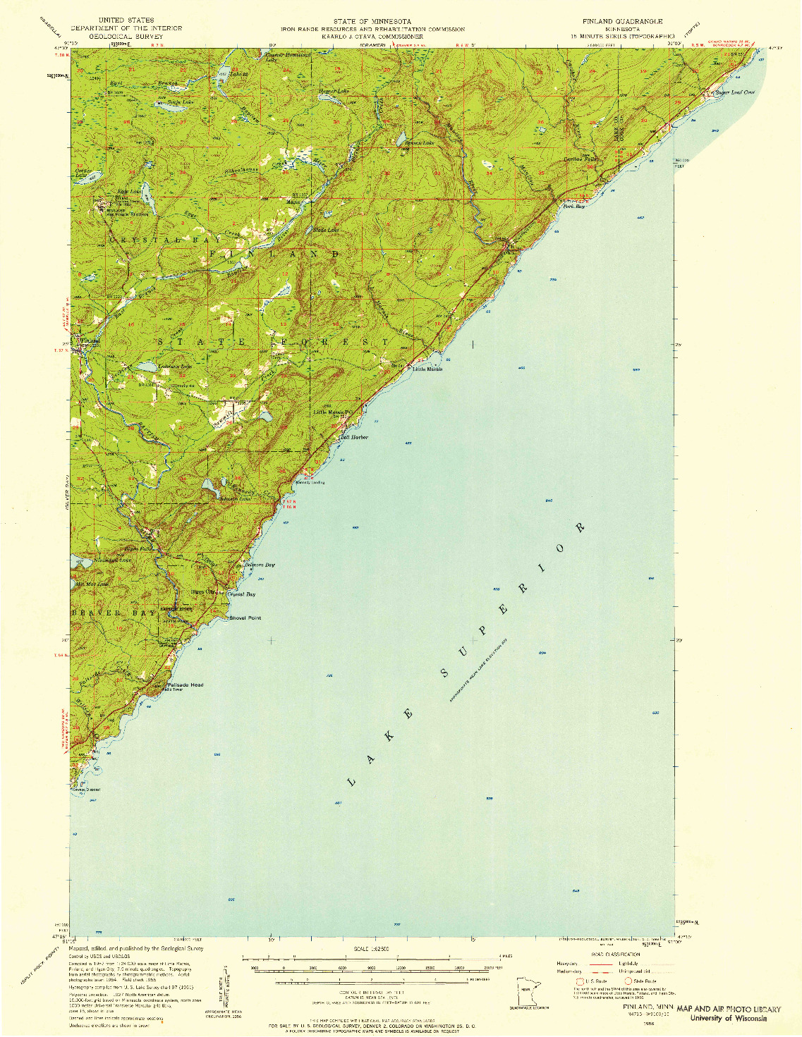 USGS 1:62500-SCALE QUADRANGLE FOR FINLAND, MN 1956