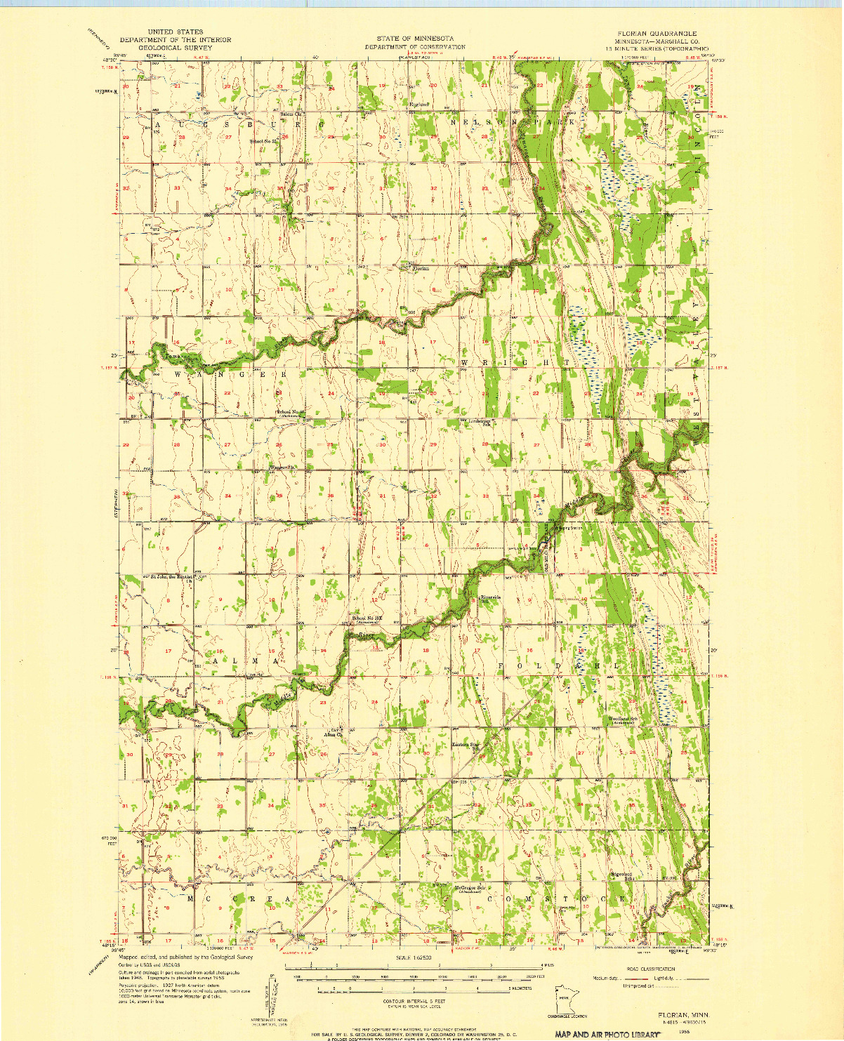 USGS 1:62500-SCALE QUADRANGLE FOR FLORIAN, MN 1956