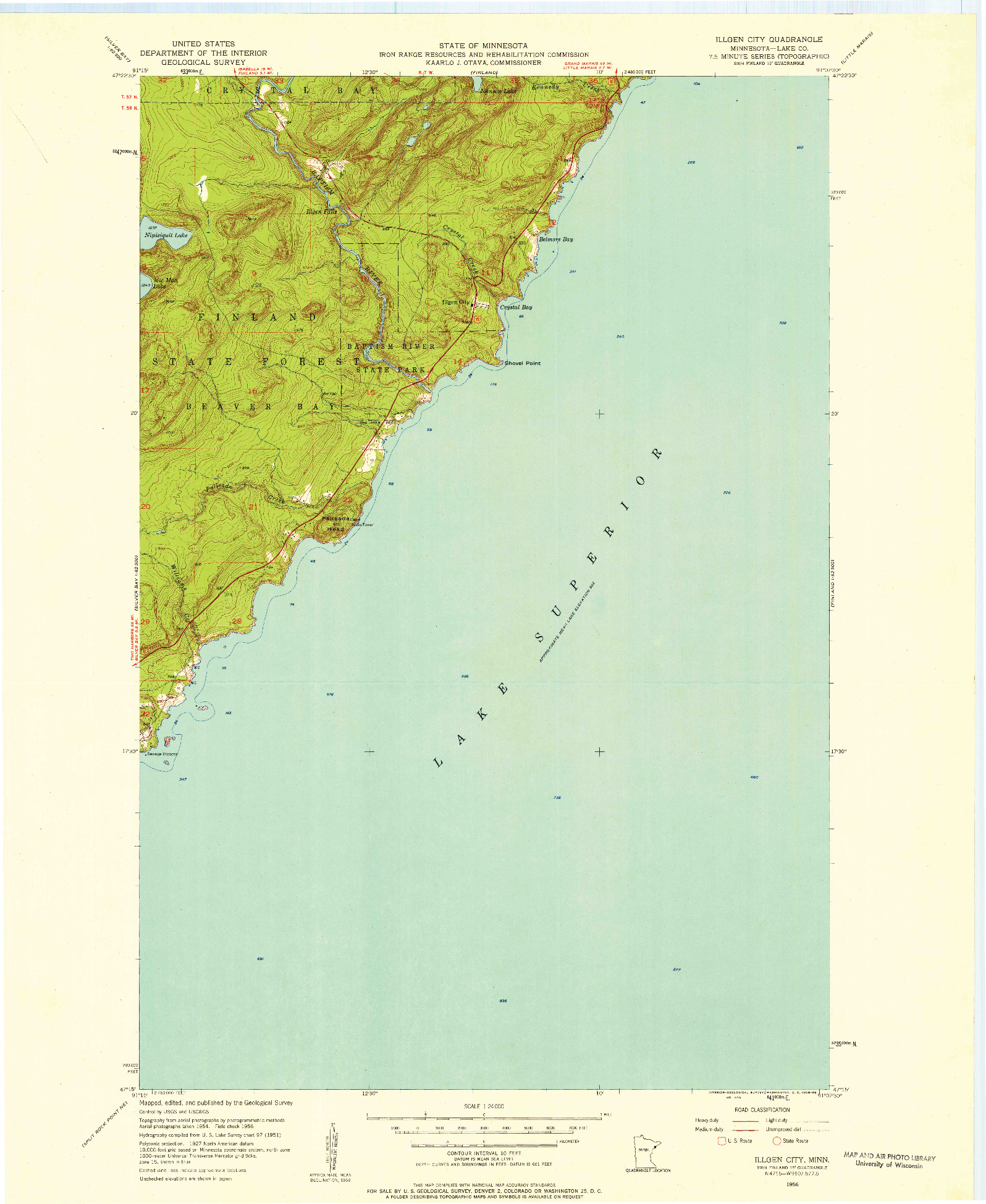 USGS 1:24000-SCALE QUADRANGLE FOR ILLGEN CITY, MN 1956