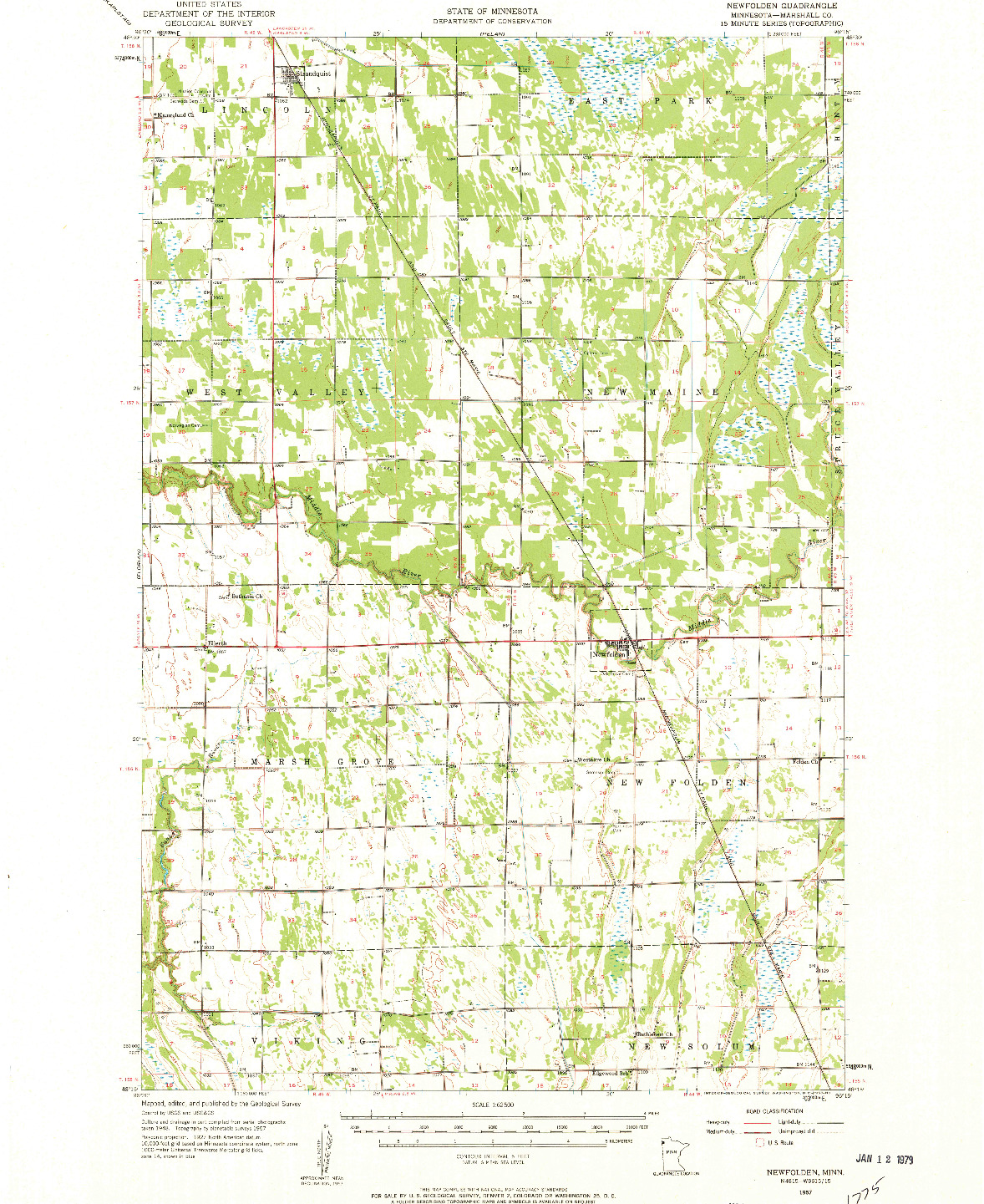 USGS 1:62500-SCALE QUADRANGLE FOR NEWFOLDEN, MN 1957