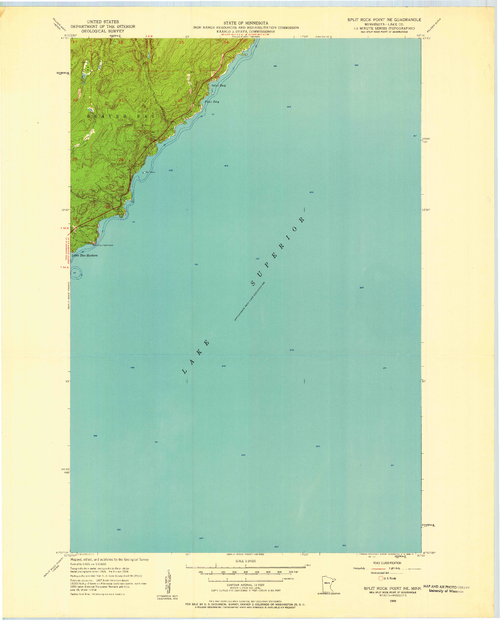 USGS 1:24000-SCALE QUADRANGLE FOR SPLIT ROCK POINT NE, MN 1956