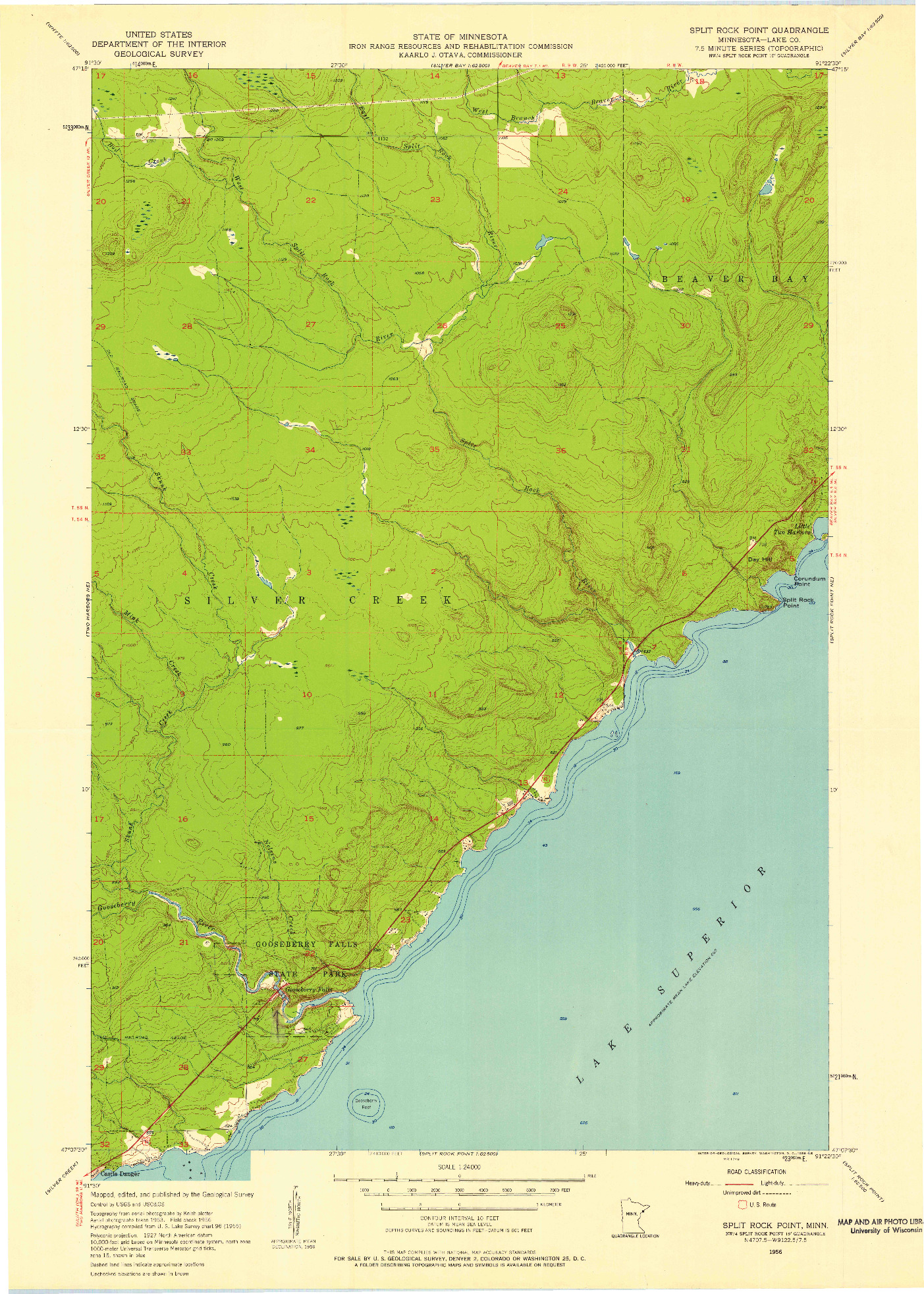 USGS 1:24000-SCALE QUADRANGLE FOR SPLIT ROCK POINT, MN 1956