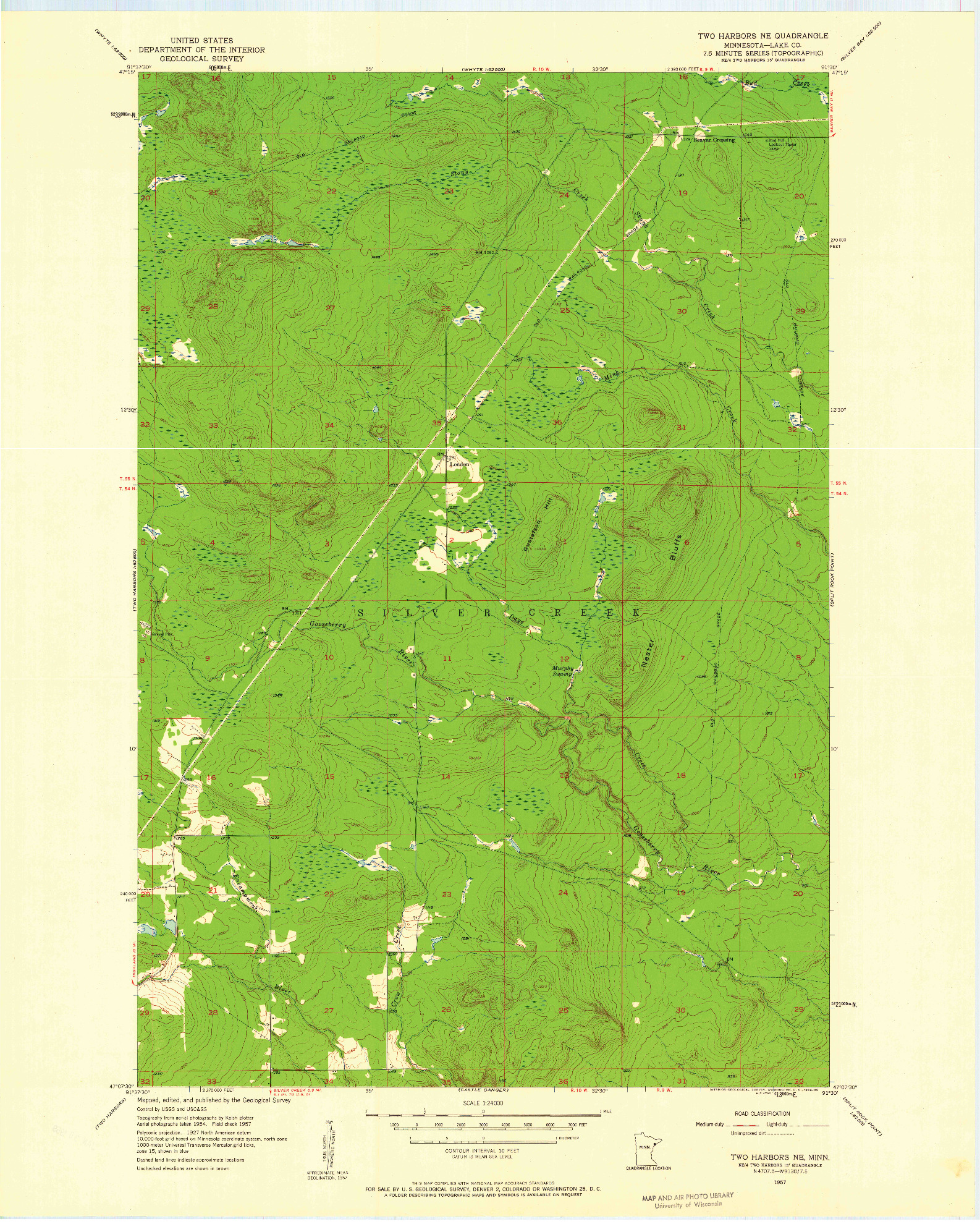 USGS 1:24000-SCALE QUADRANGLE FOR TWO HARBORS NE, MN 1957