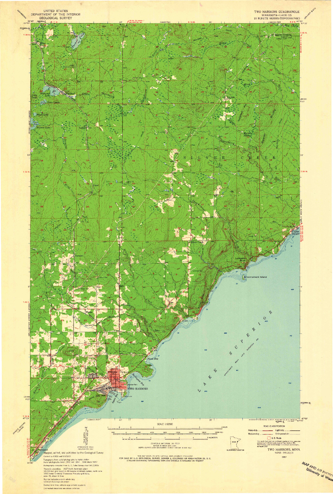USGS 1:62500-SCALE QUADRANGLE FOR TWO HARBORS, MN 1957