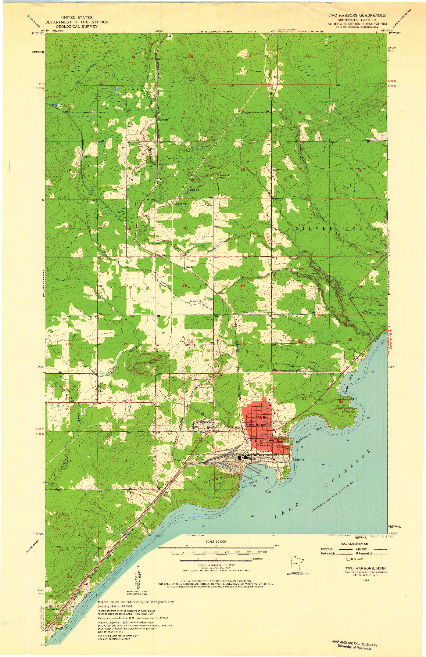 USGS 1:24000-SCALE QUADRANGLE FOR TWO HARBORS, MN 1957