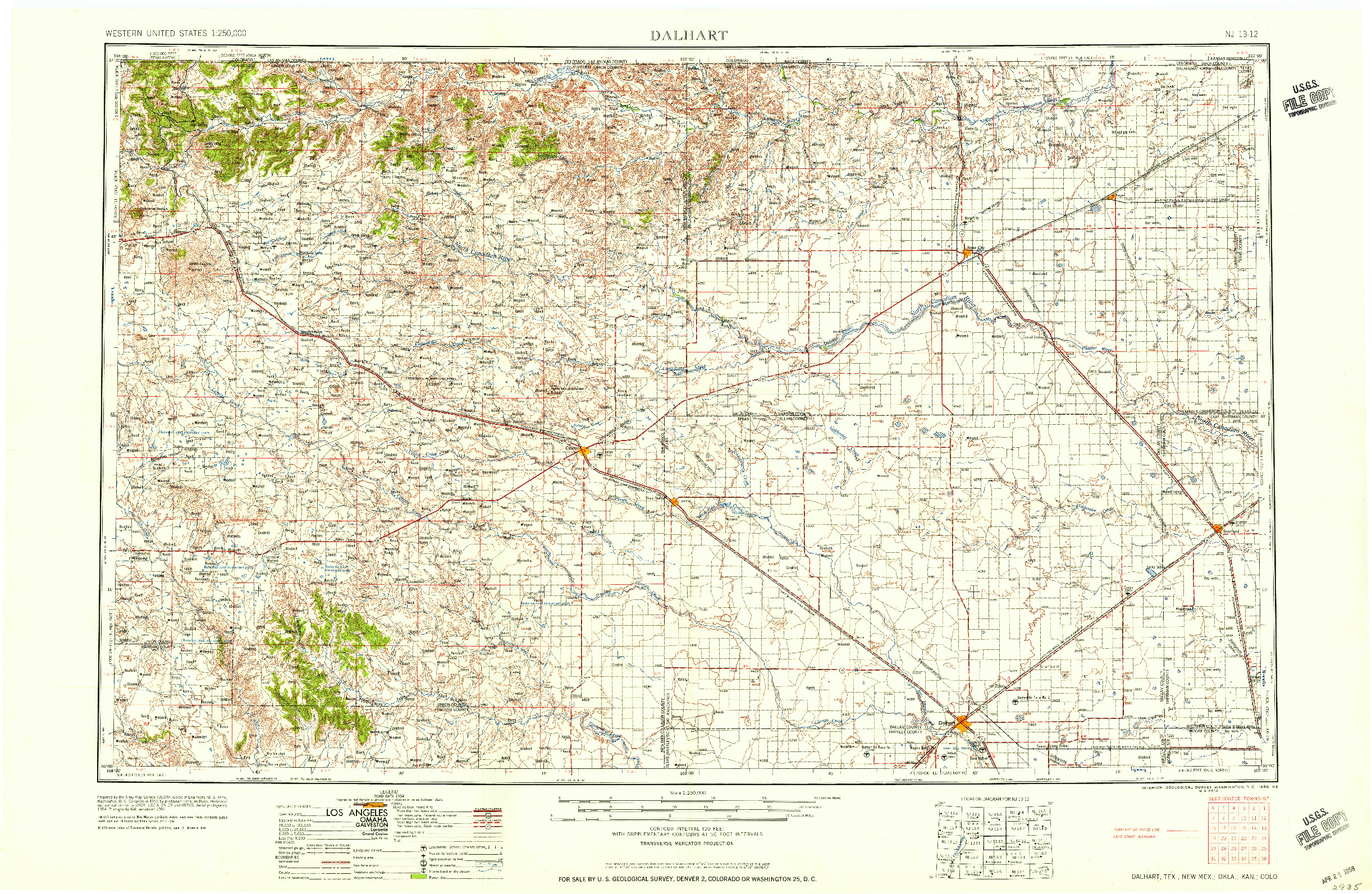 USGS 1:250000-SCALE QUADRANGLE FOR DALHART, TX 1958