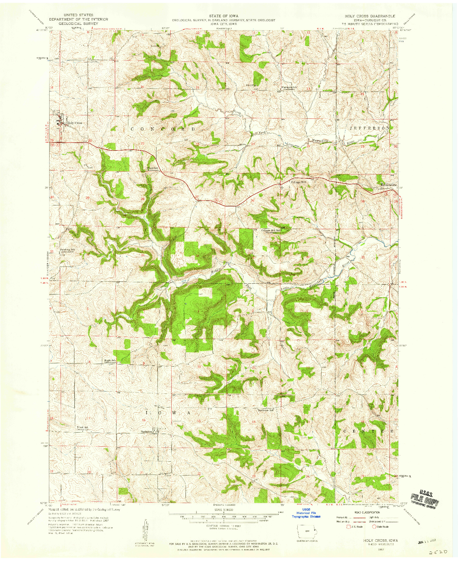 USGS 1:24000-SCALE QUADRANGLE FOR HOLY CROSS, IA 1957