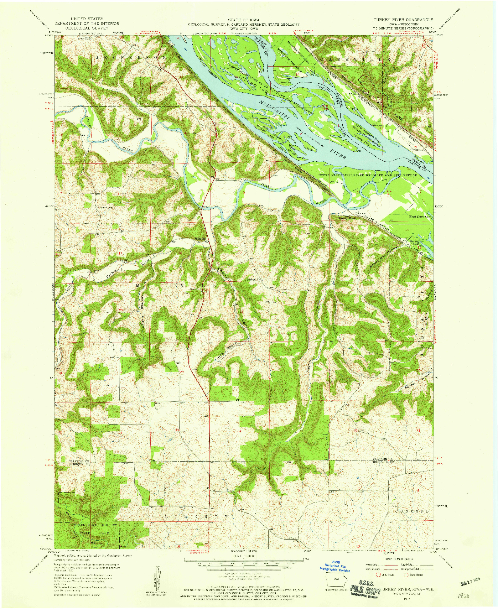 USGS 1:24000-SCALE QUADRANGLE FOR TURKEY RIVER, IA 1957