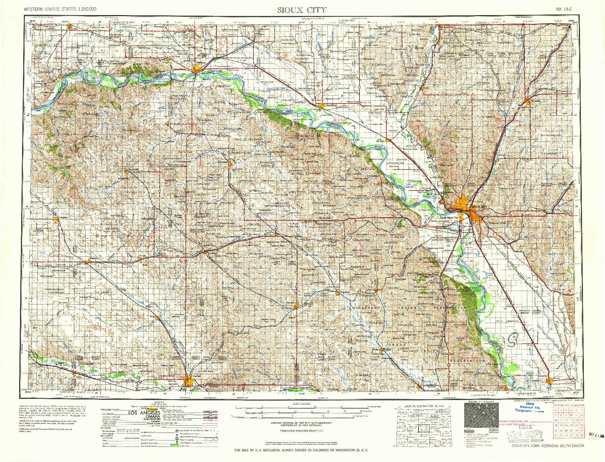 USGS 1:250000-SCALE QUADRANGLE FOR SIOUX CITY, IA 1959