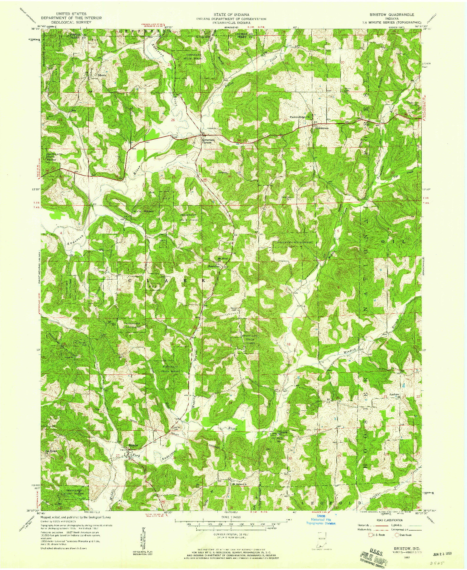 USGS 1:24000-SCALE QUADRANGLE FOR BRISTOW, IN 1957