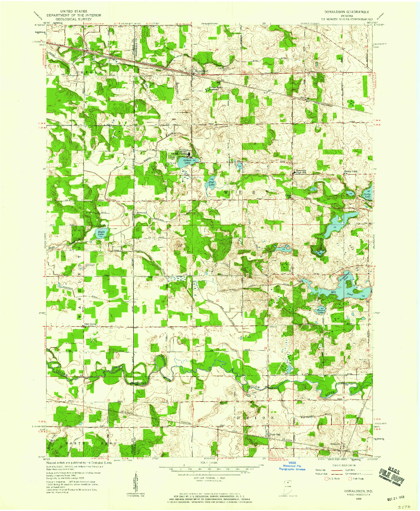 USGS 1:24000-SCALE QUADRANGLE FOR DONALDSON, IN 1958