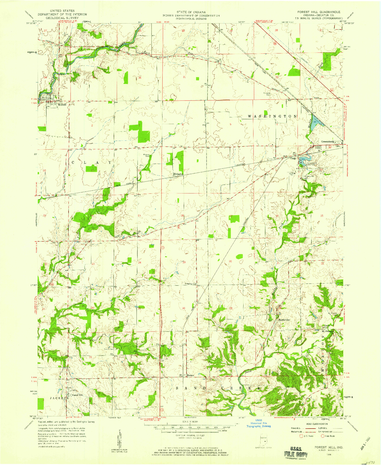 USGS 1:24000-SCALE QUADRANGLE FOR FOREST HILL, IN 1958