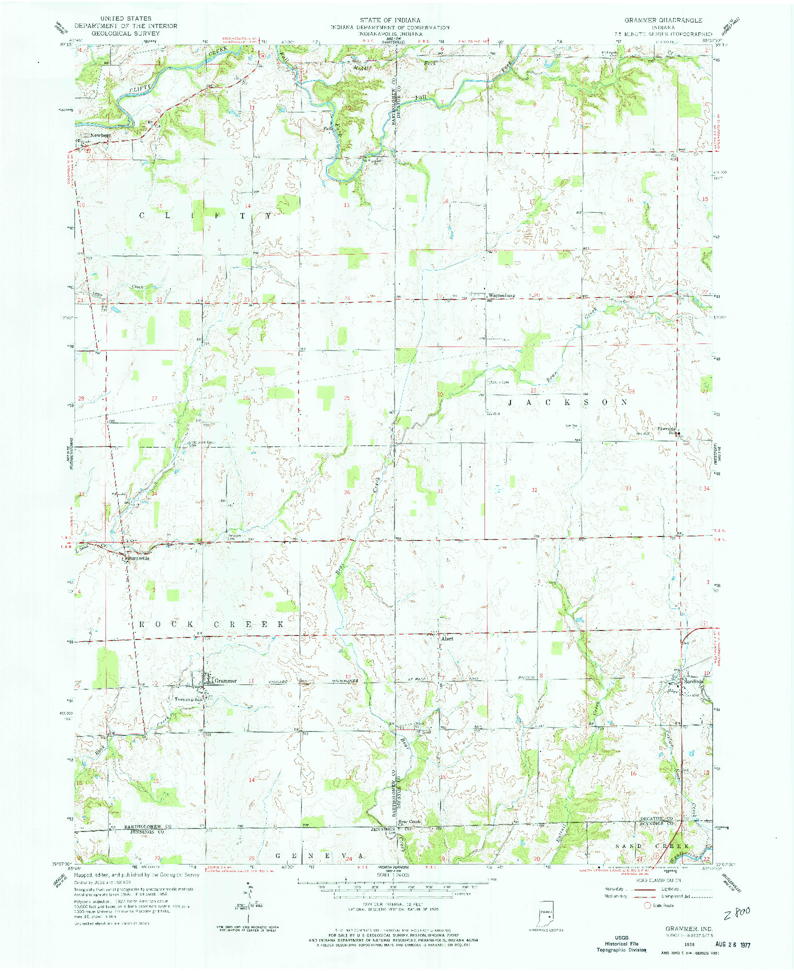 USGS 1:24000-SCALE QUADRANGLE FOR GRAMMER, IN 1958