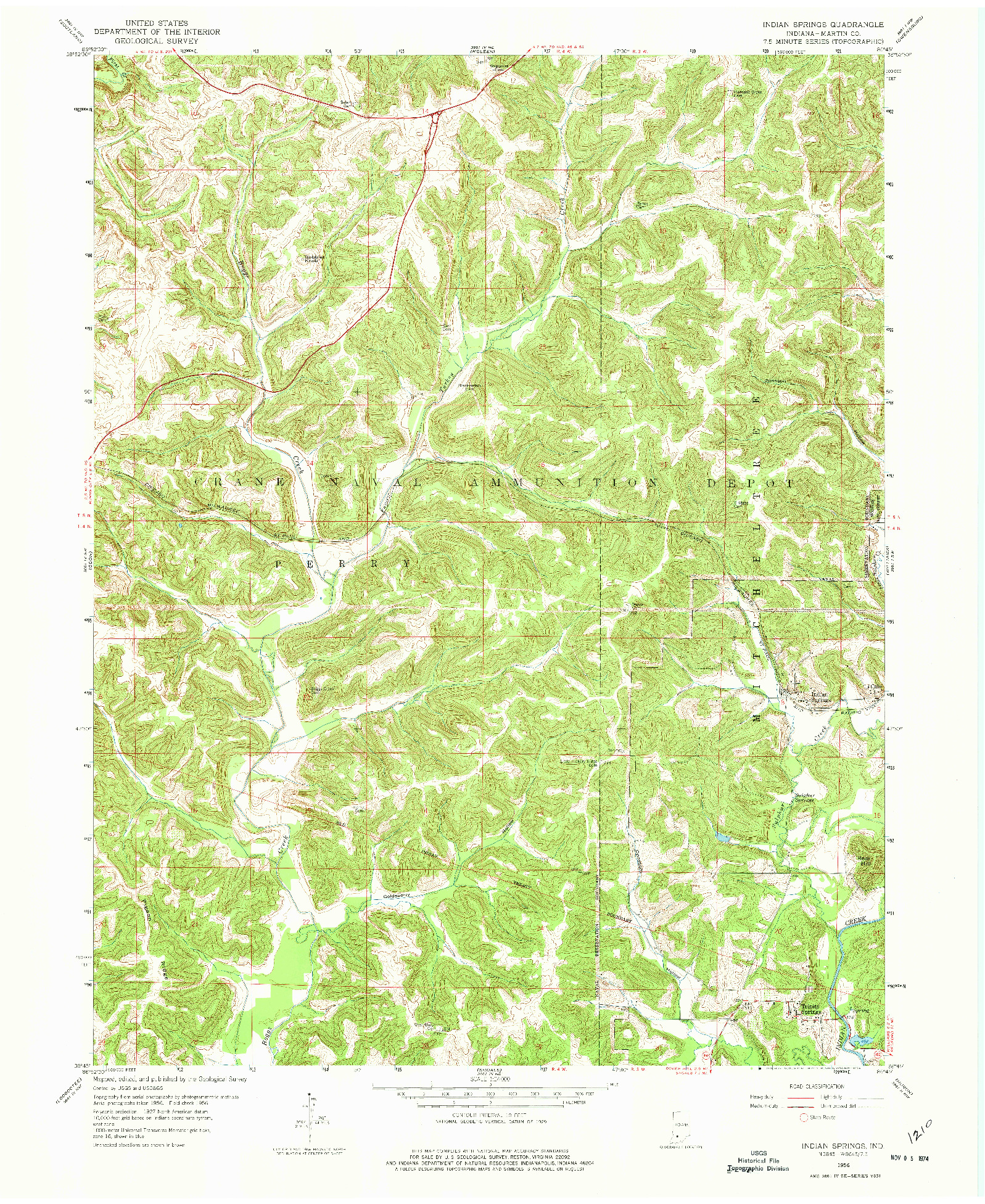 USGS 1:24000-SCALE QUADRANGLE FOR INDIAN SPRINGS, IN 1956