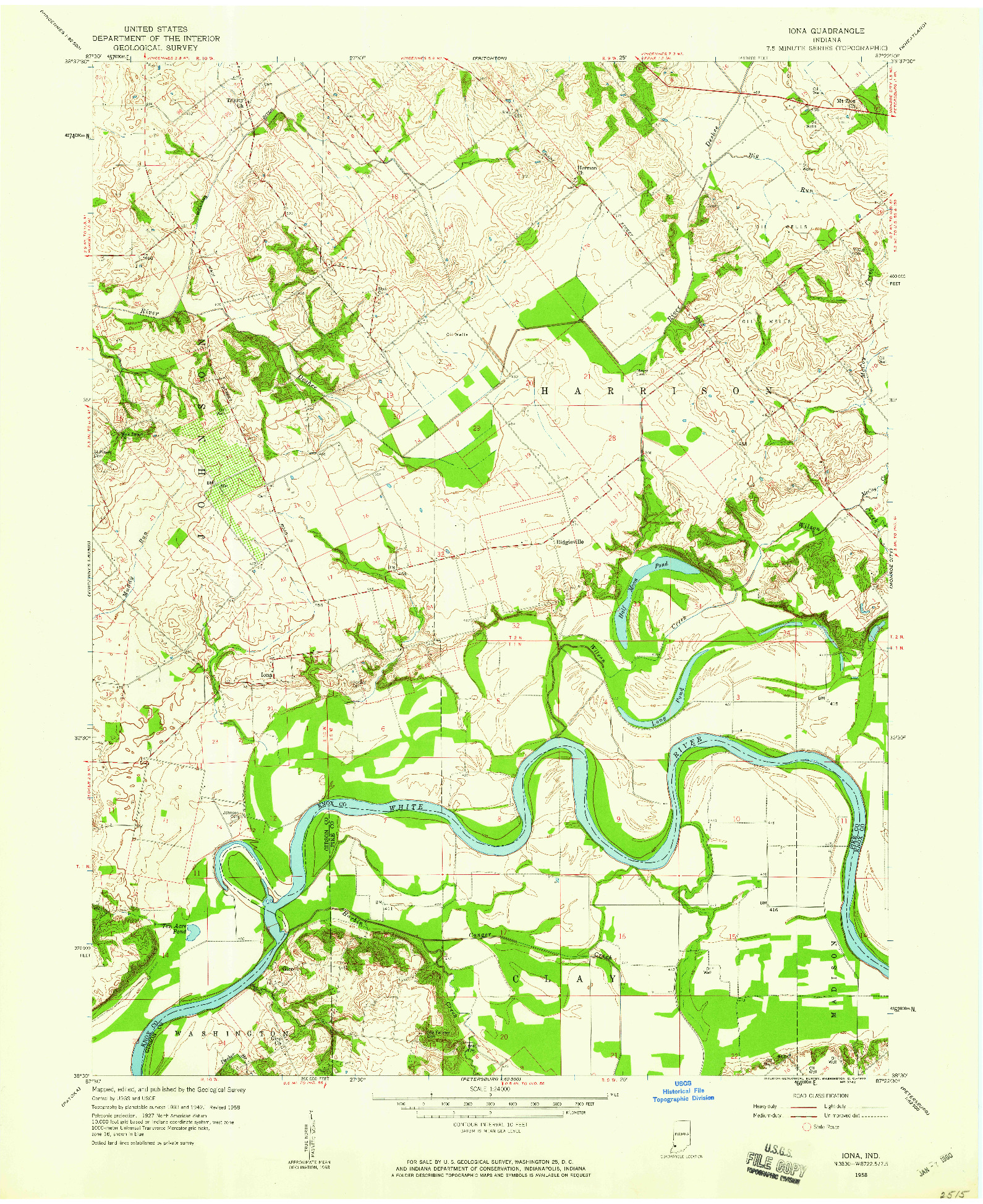 USGS 1:24000-SCALE QUADRANGLE FOR IONA, IN 1958