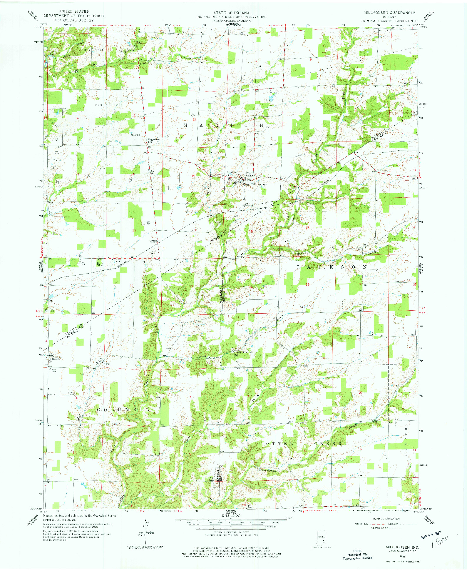 USGS 1:24000-SCALE QUADRANGLE FOR MILLHOUSEN, IN 1958