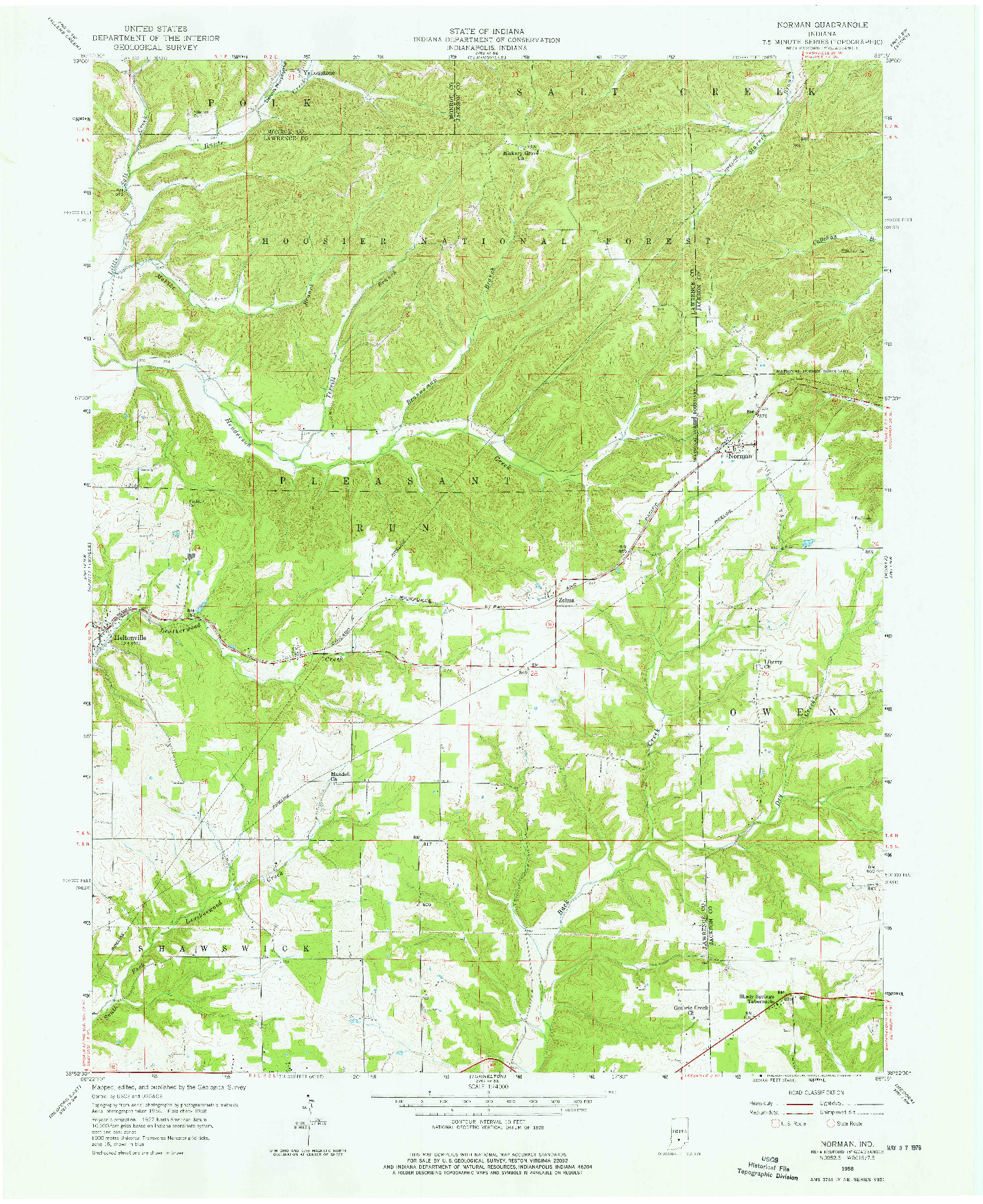 USGS 1:24000-SCALE QUADRANGLE FOR NORMAN, IN 1958