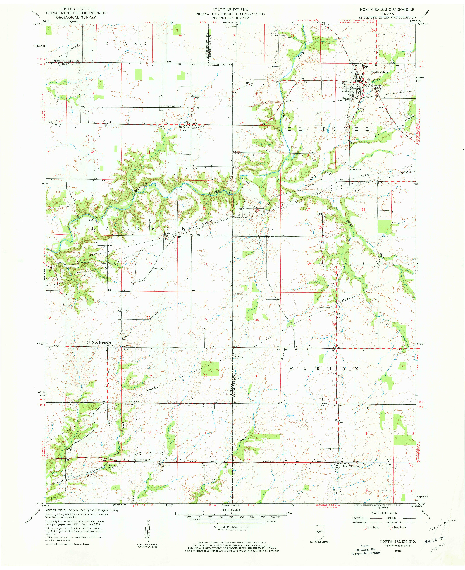 USGS 1:24000-SCALE QUADRANGLE FOR NORTH SALEM, IN 1958