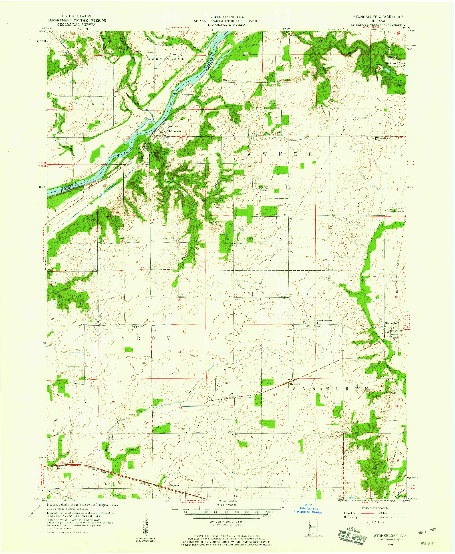 USGS 1:24000-SCALE QUADRANGLE FOR STONEBLUFF, IN 1958