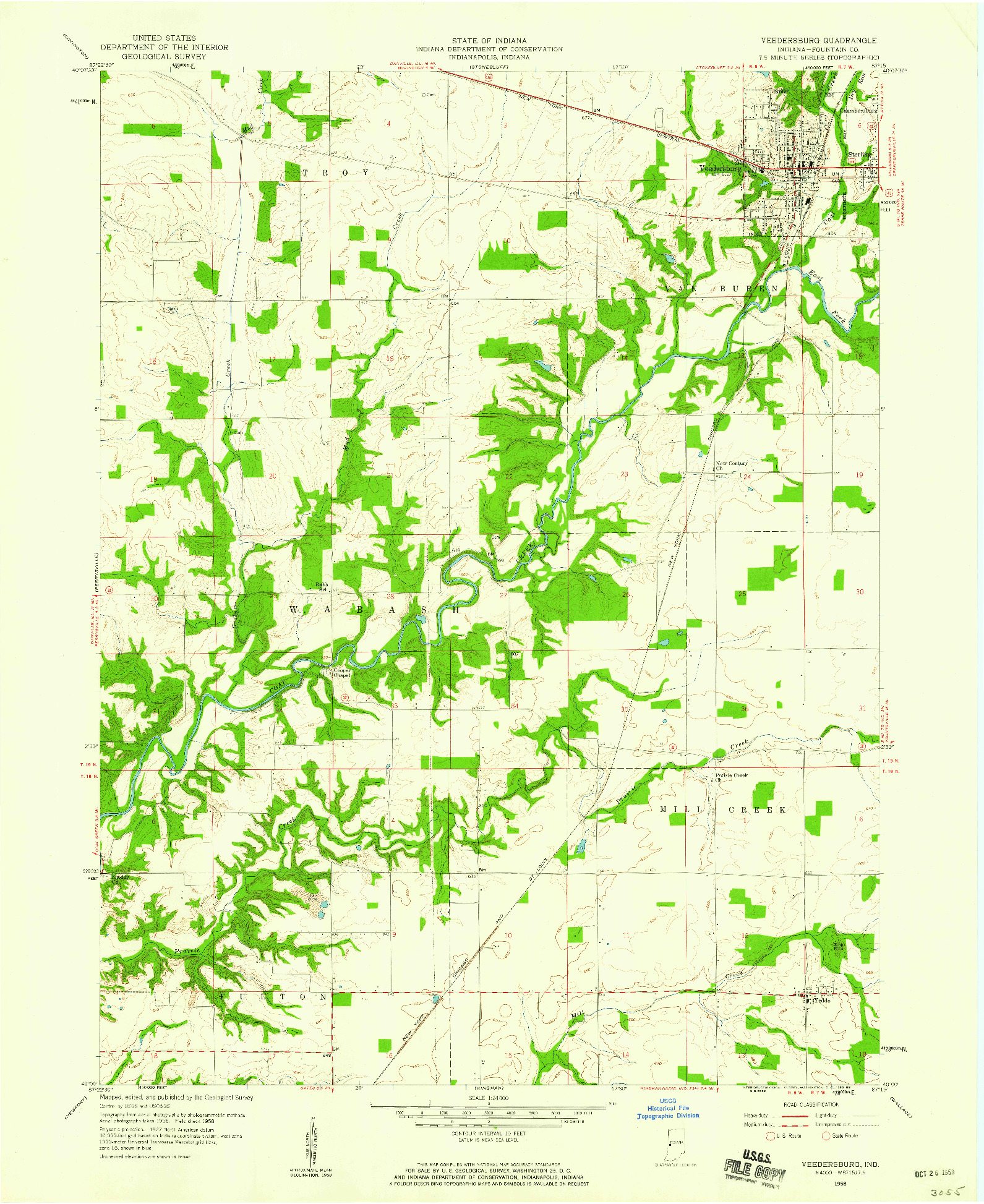 USGS 1:24000-SCALE QUADRANGLE FOR VEEDERSBURG, IN 1958