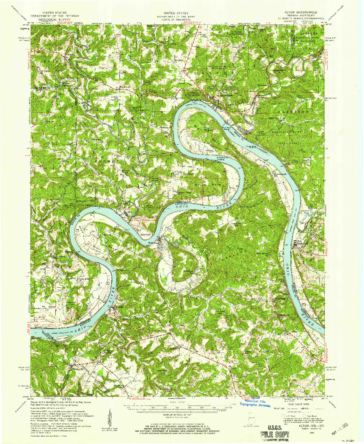 USGS 1:62500-SCALE QUADRANGLE FOR ALTON, IN 1950