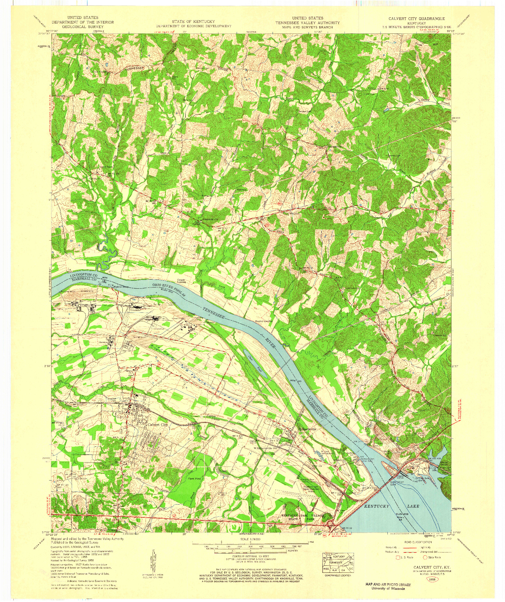 USGS 1:24000-SCALE QUADRANGLE FOR CALVERT CITY, KY 1958