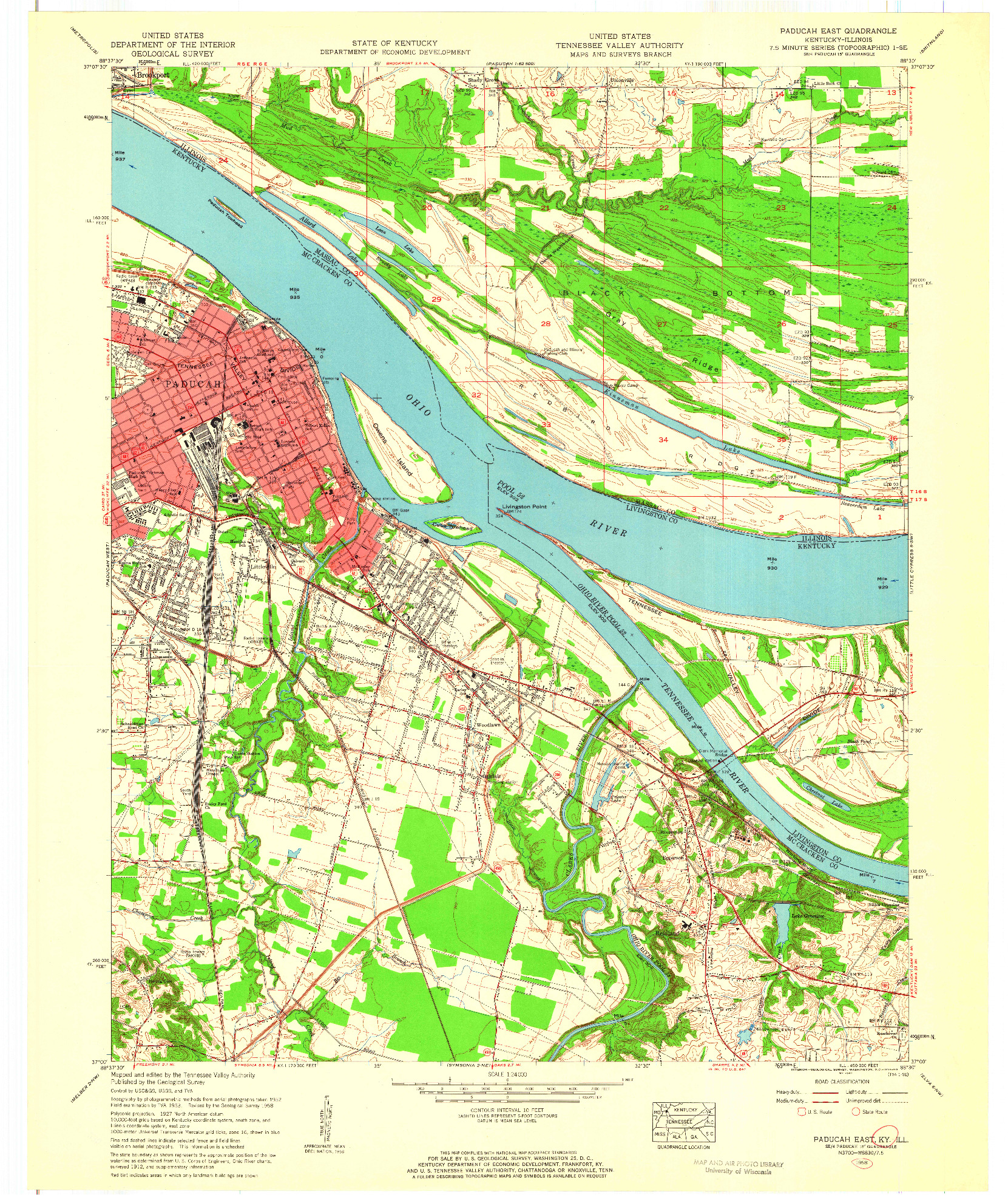 USGS 1:24000-SCALE QUADRANGLE FOR PADUCAH EAST, KY 1958