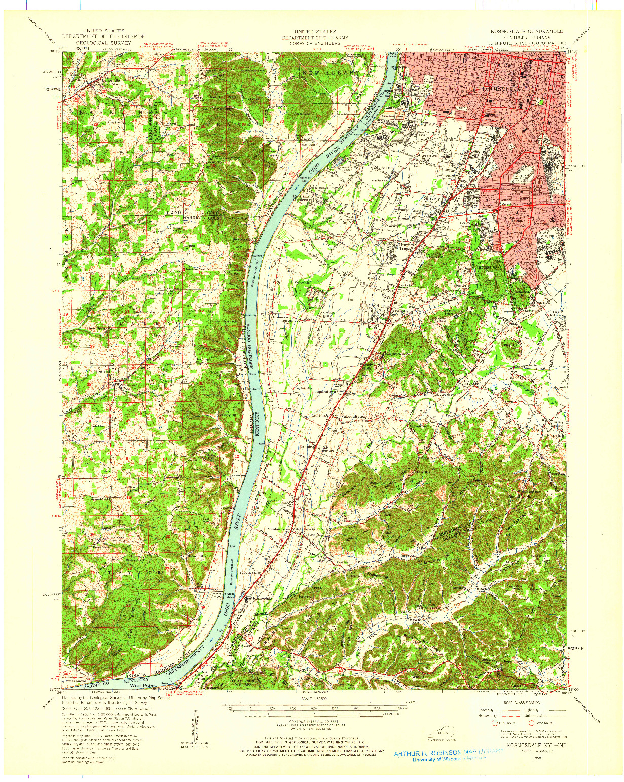 USGS 1:62500-SCALE QUADRANGLE FOR KOSMOSDALE, KY 1950