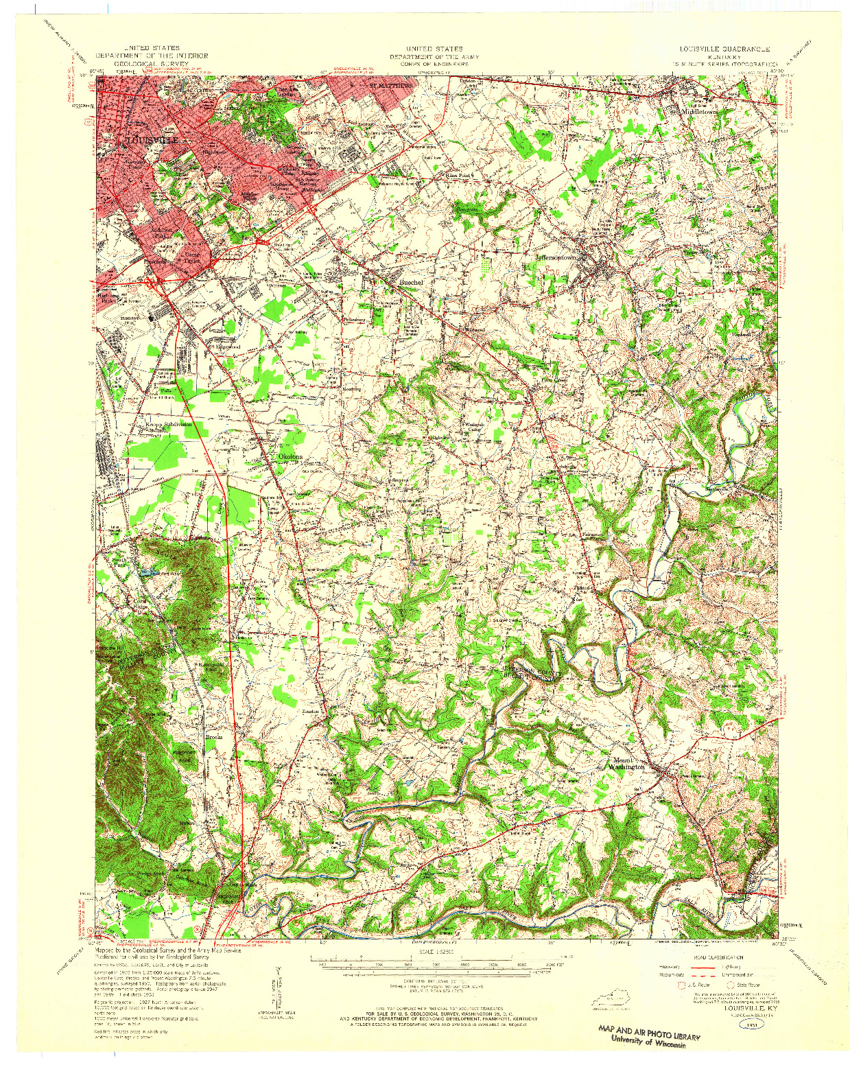 USGS 1:62500-SCALE QUADRANGLE FOR LOUISVILLE, KY 1951