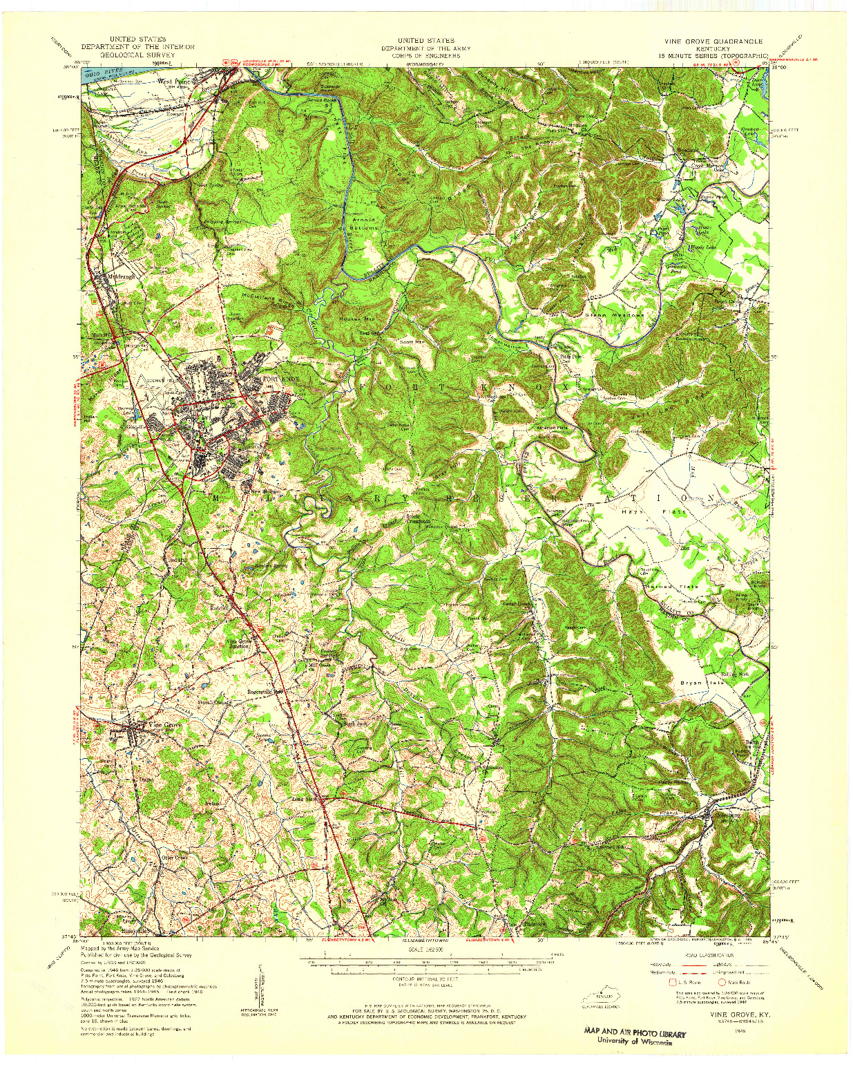 USGS 1:62500-SCALE QUADRANGLE FOR VINE GROVE, KY 1946