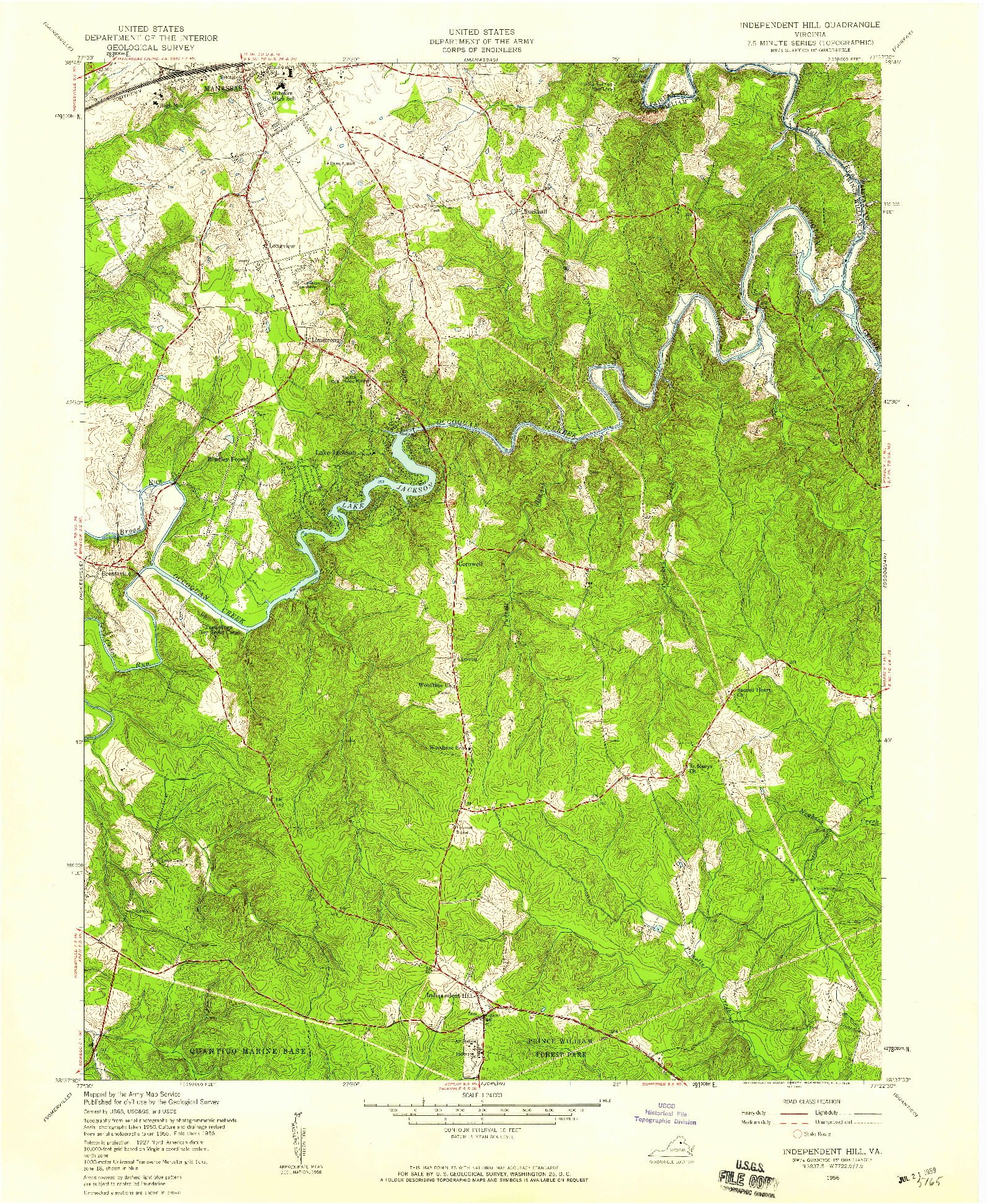 USGS 1:24000-SCALE QUADRANGLE FOR INDEPENDENT HILL, VA 1956