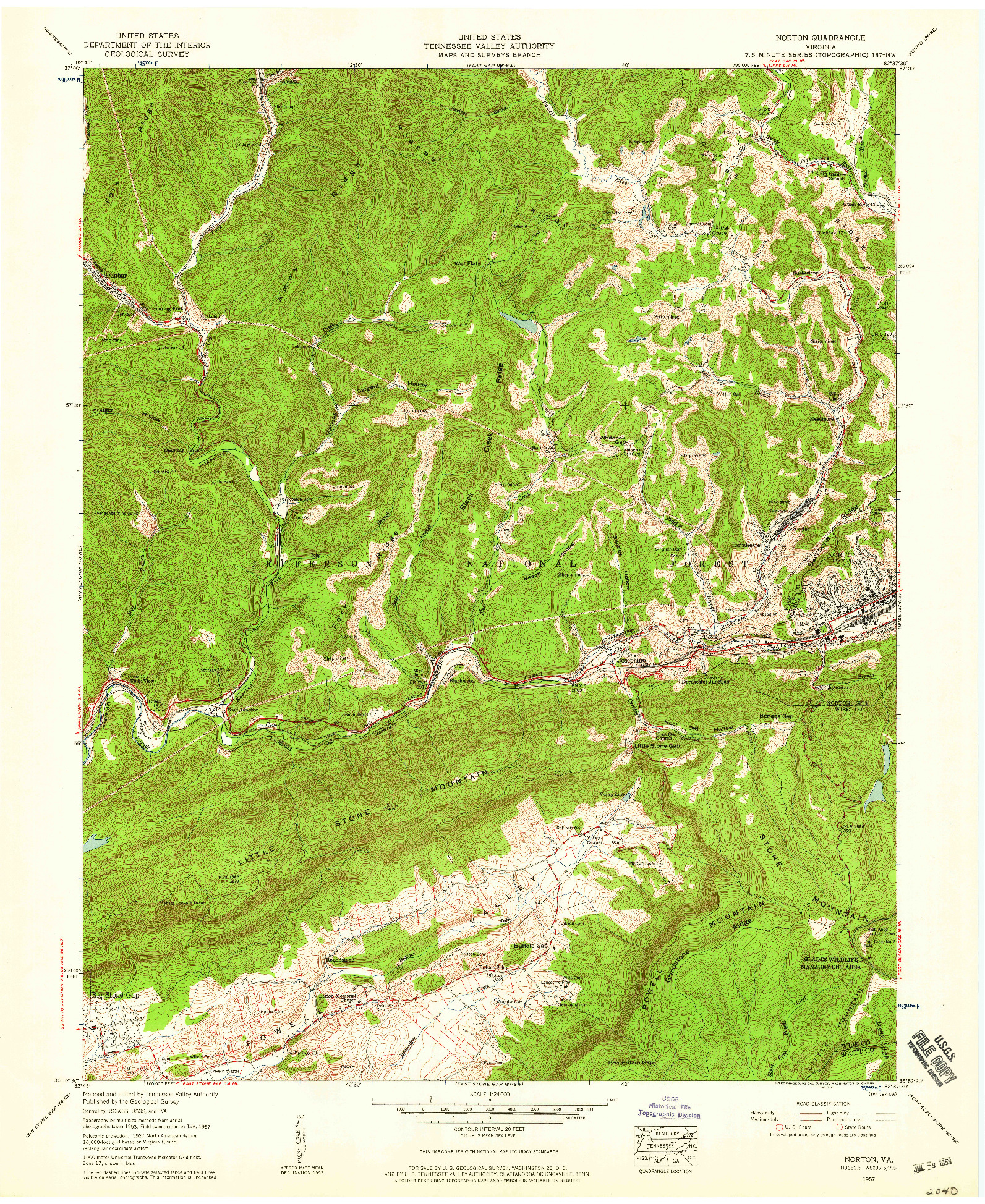 USGS 1:24000-SCALE QUADRANGLE FOR NORTON, VA 1957