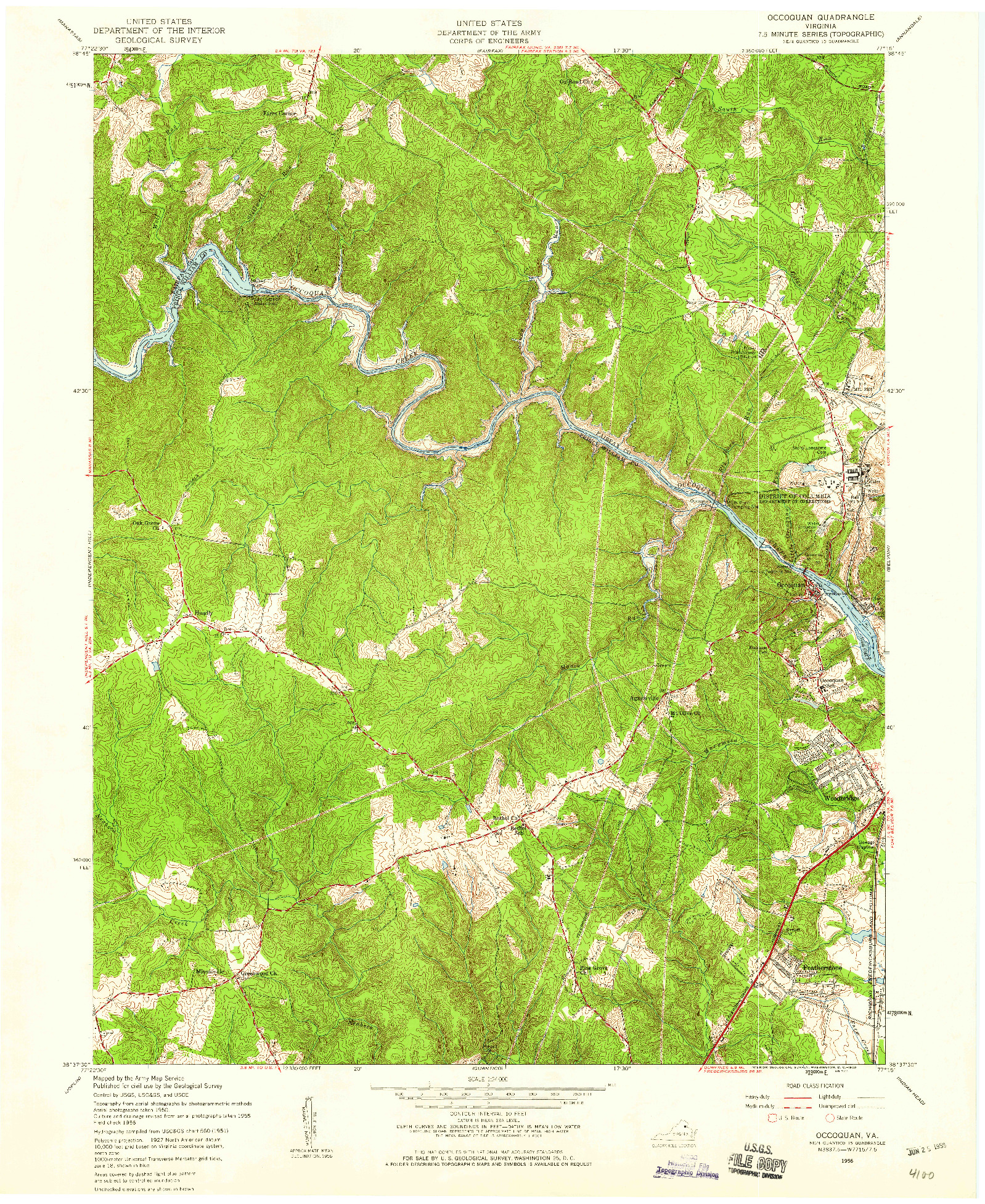 USGS 1:24000-SCALE QUADRANGLE FOR OCCOQUAN, VA 1956