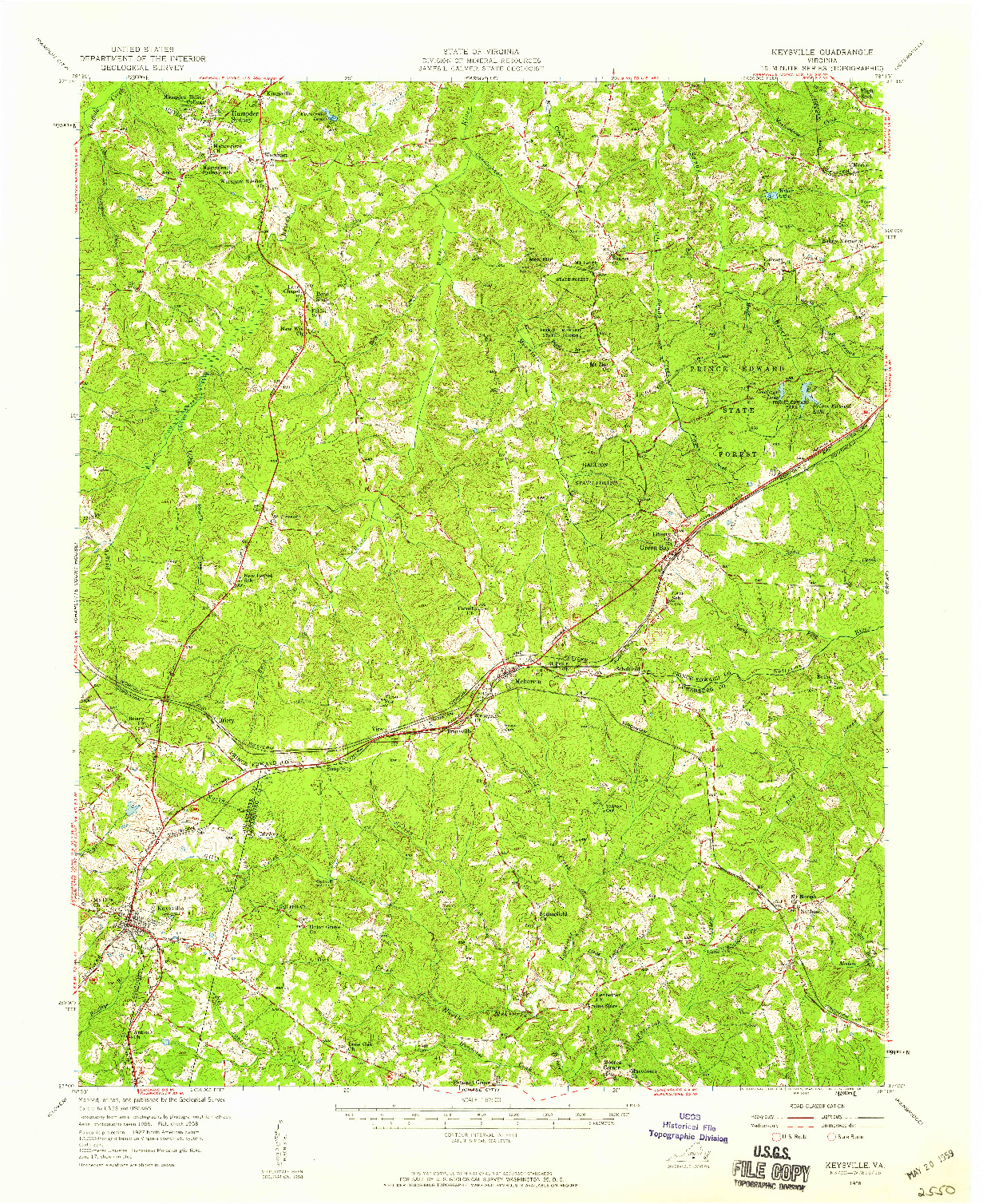 USGS 1:62500-SCALE QUADRANGLE FOR KEYSVILLE, VA 1958