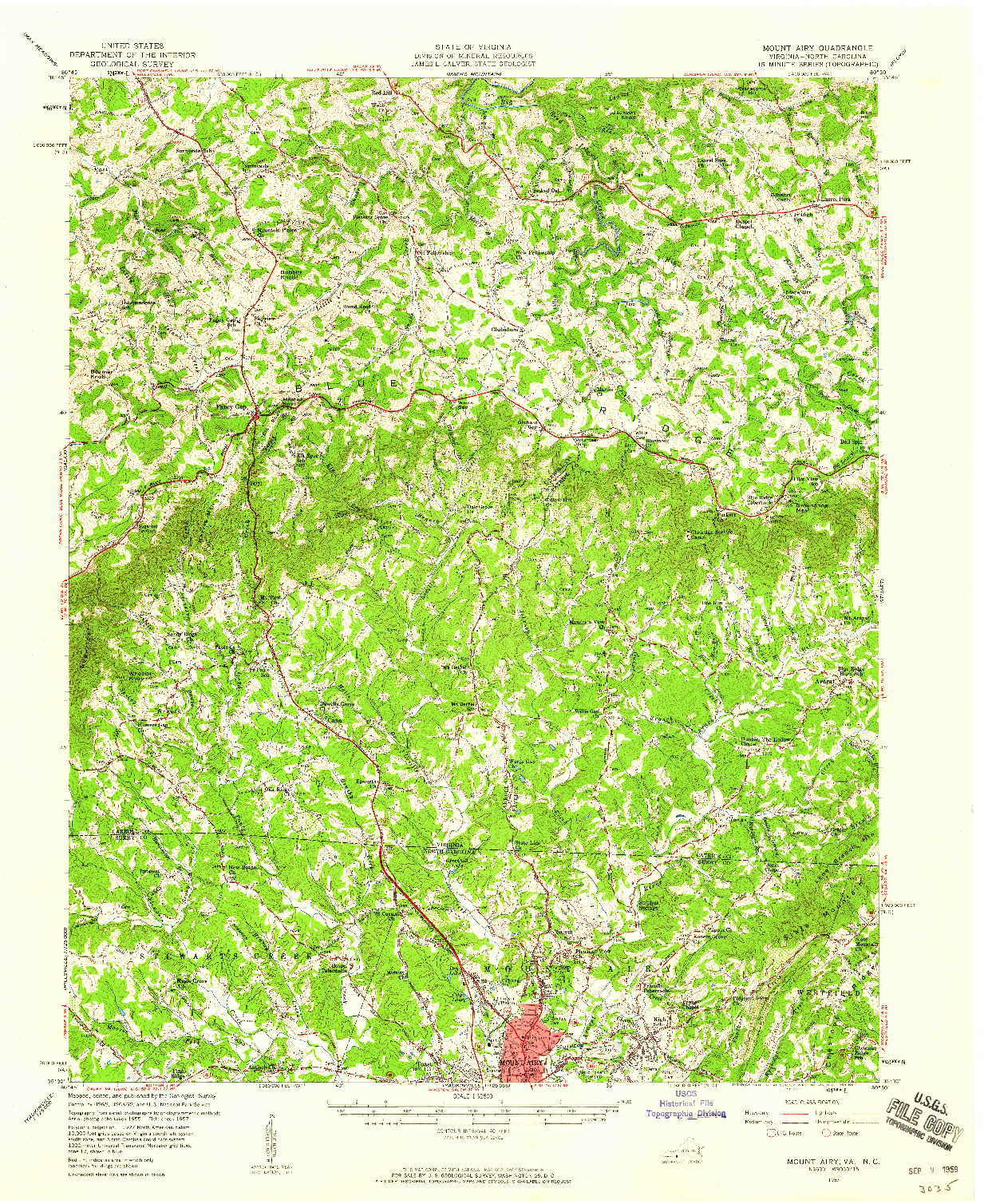 USGS 1:62500-SCALE QUADRANGLE FOR MOUNT AIRY, VA 1957