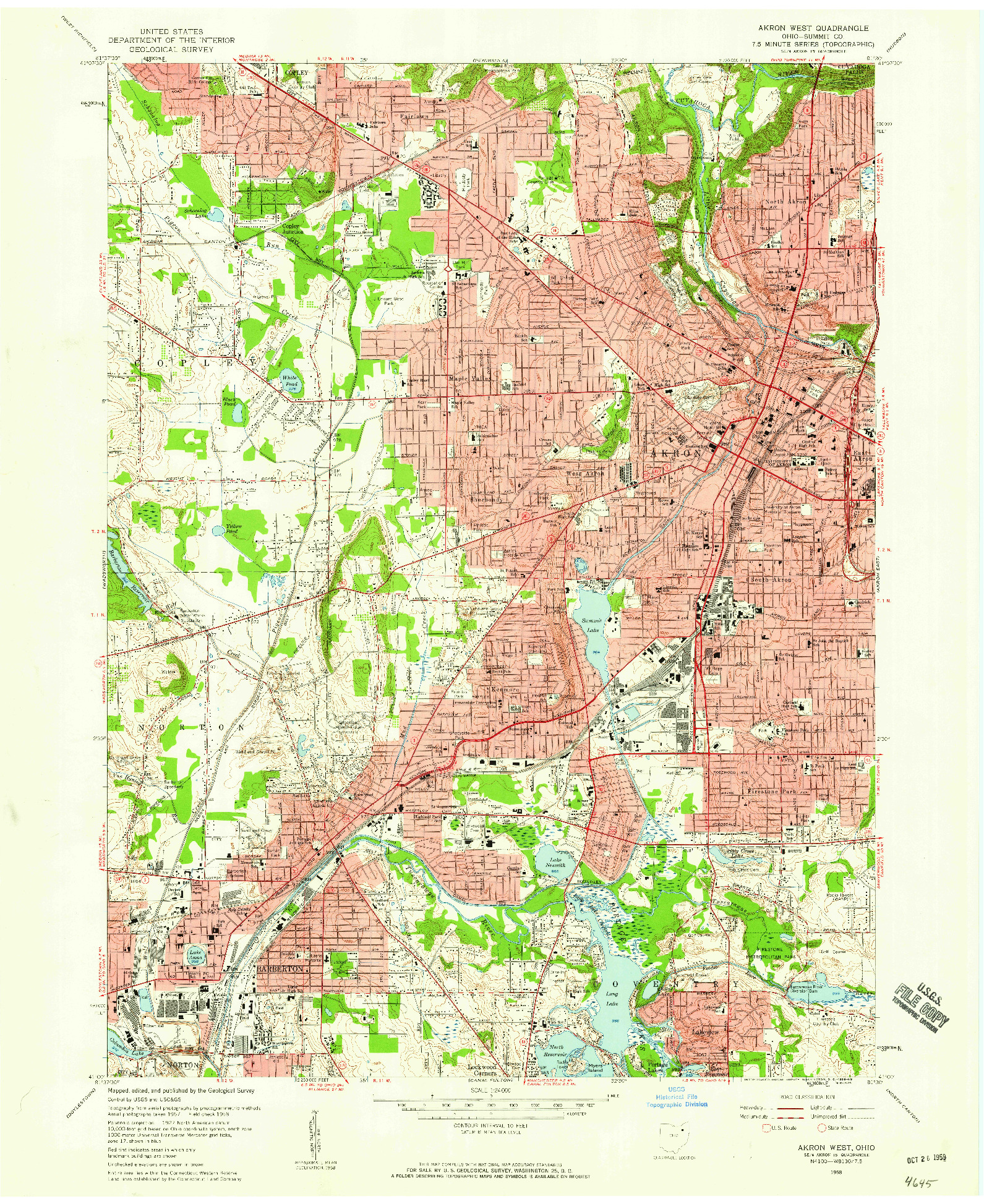 USGS 1:24000-SCALE QUADRANGLE FOR AKRON WEST, OH 1958