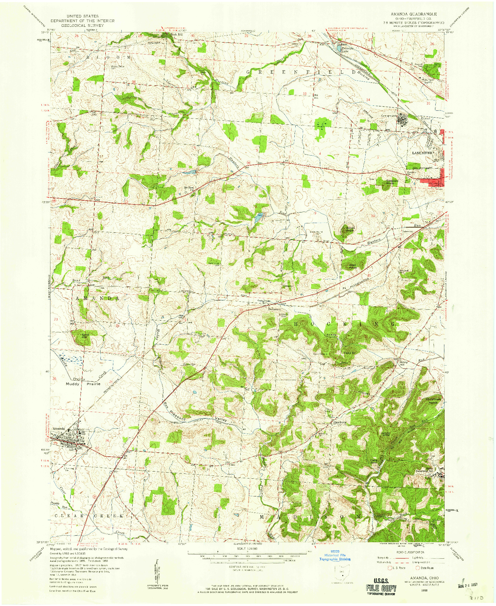 USGS 1:24000-SCALE QUADRANGLE FOR AMANDA, OH 1958