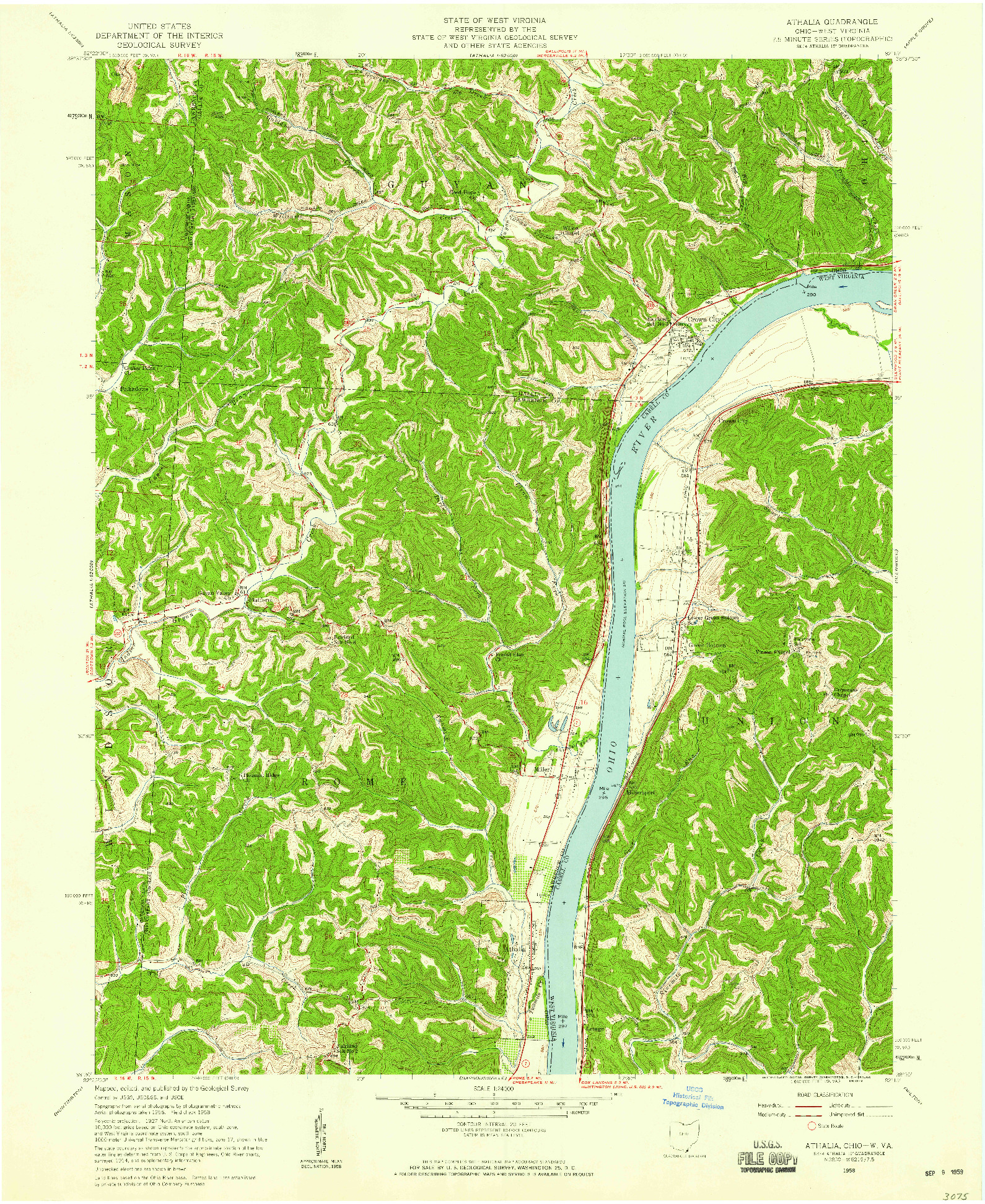 USGS 1:24000-SCALE QUADRANGLE FOR ATHALIA, OH 1958