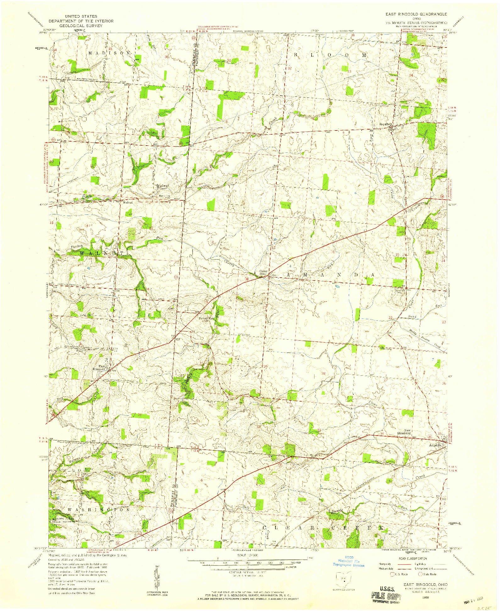 USGS 1:24000-SCALE QUADRANGLE FOR EAST RINGGOLD, OH 1958