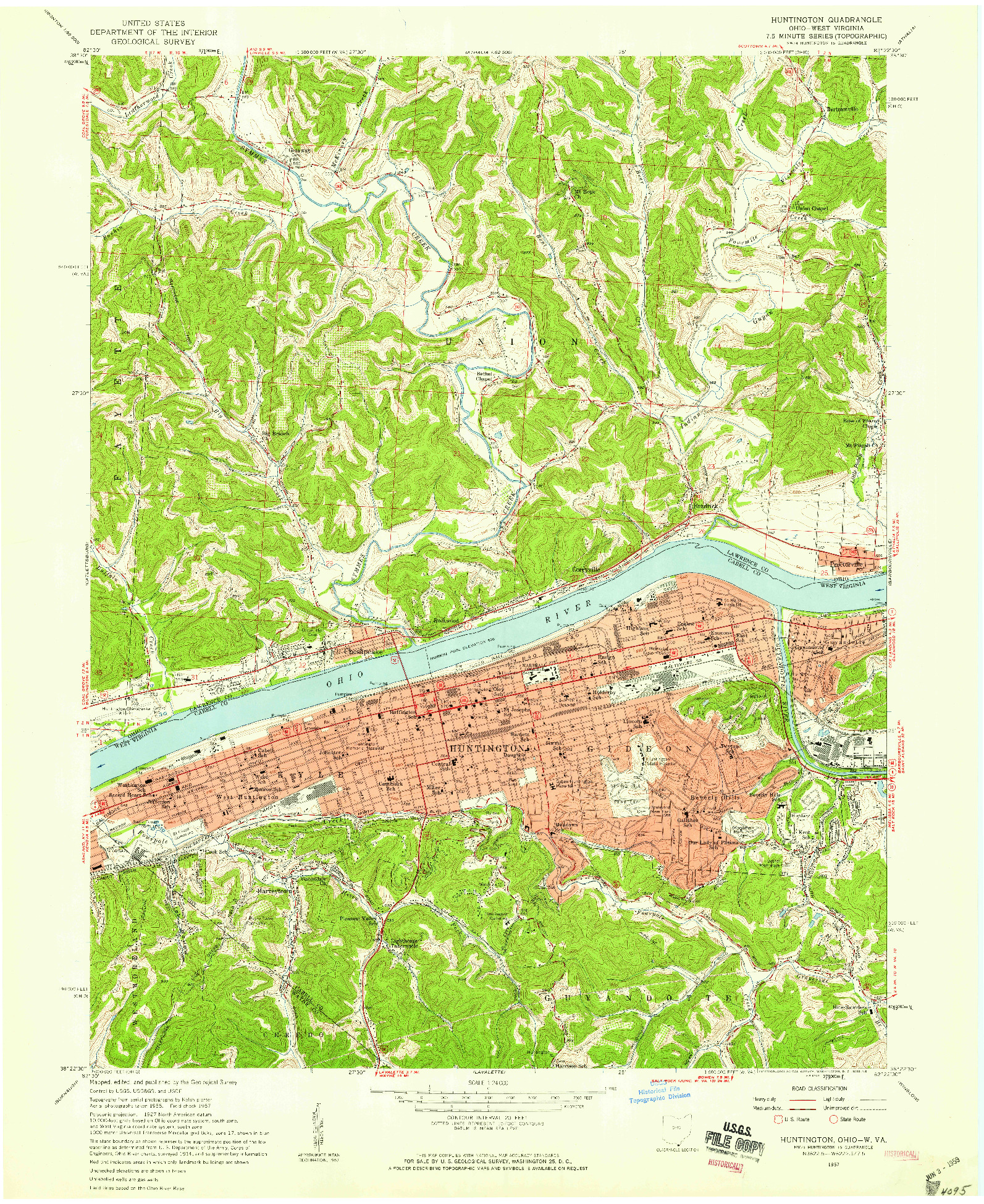 USGS 1:24000-SCALE QUADRANGLE FOR HUNTINGTON, OH 1957