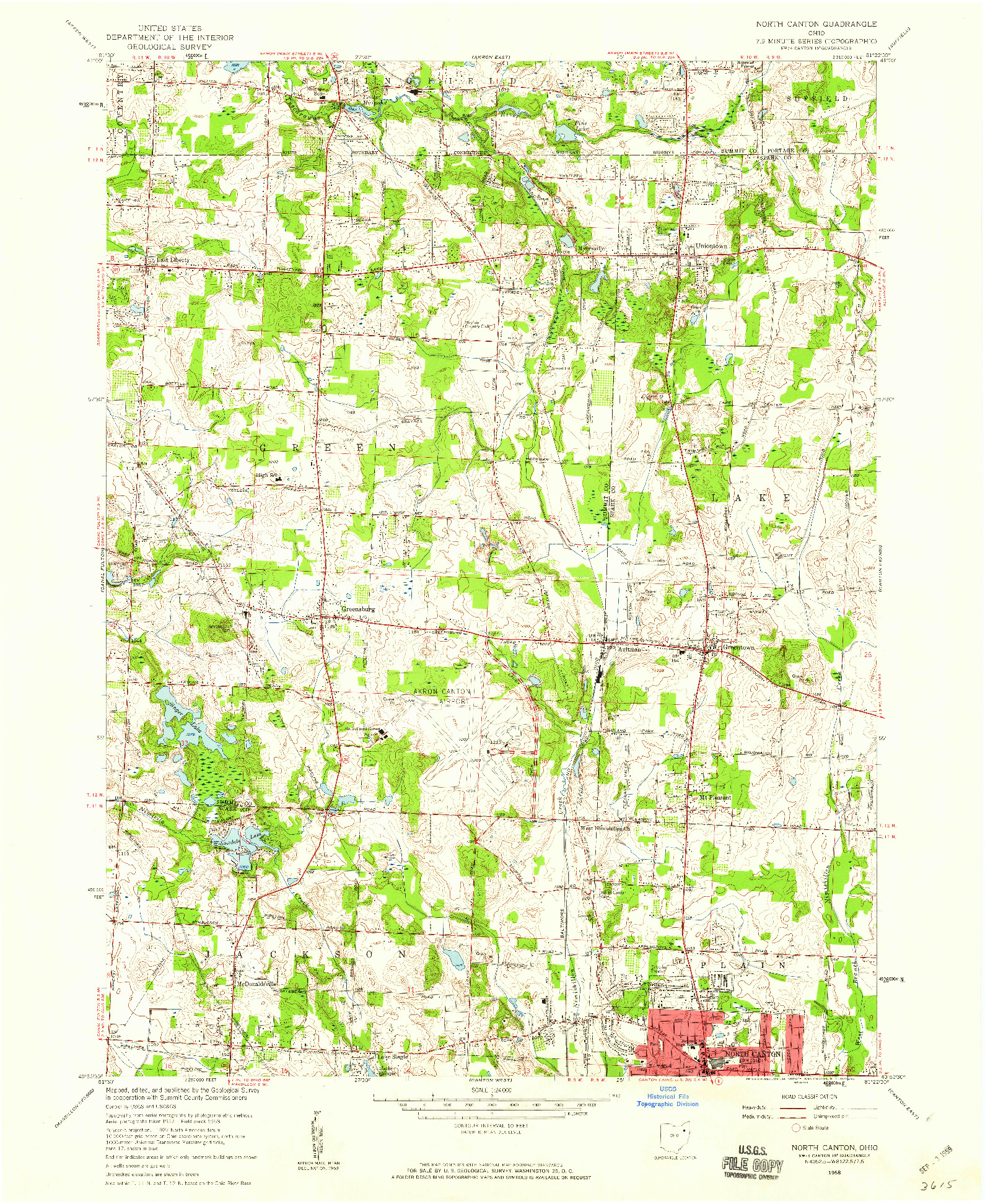USGS 1:24000-SCALE QUADRANGLE FOR NORTH CANTON, OH 1958