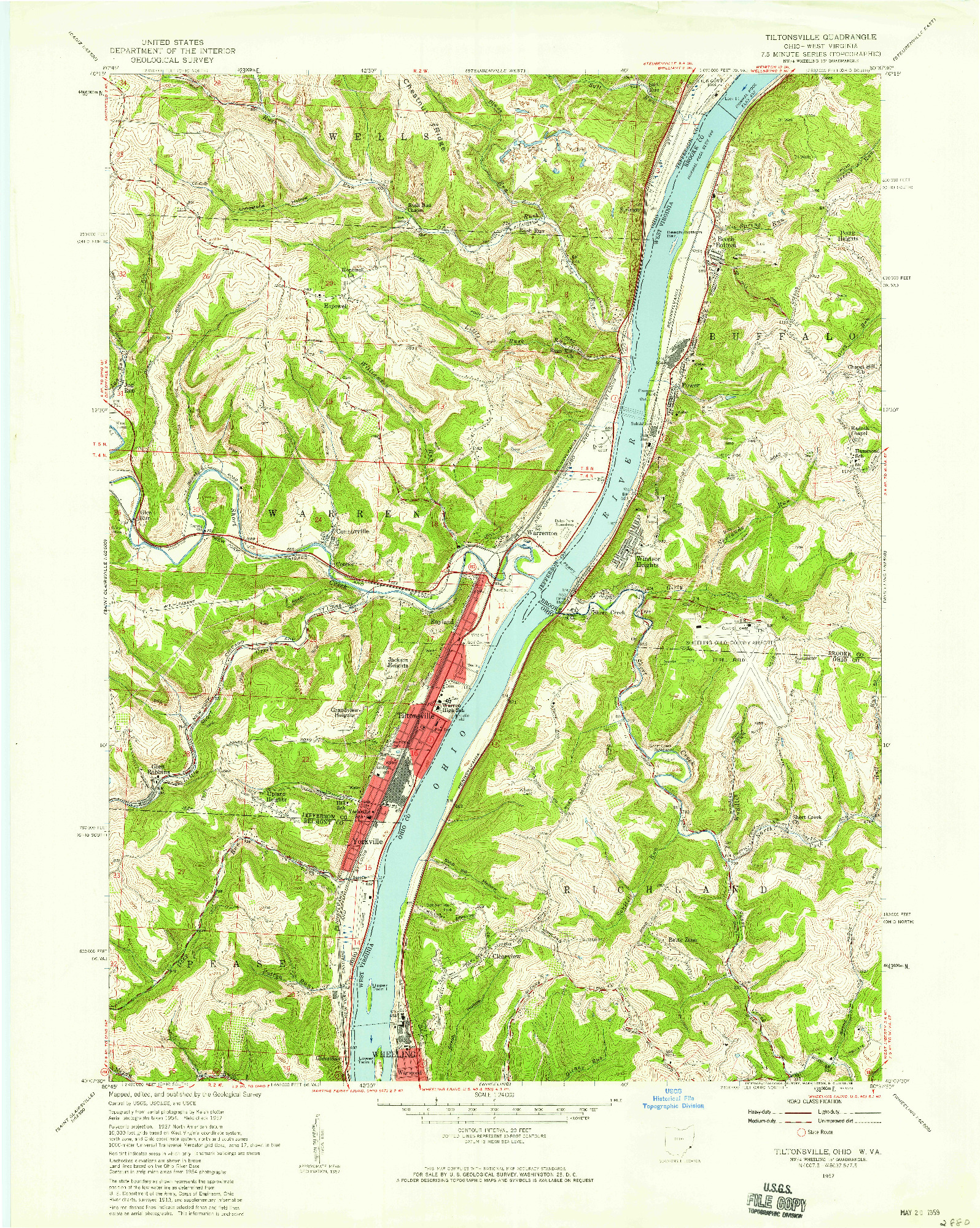 USGS 1:24000-SCALE QUADRANGLE FOR TILTONSVILLE, OH 1957