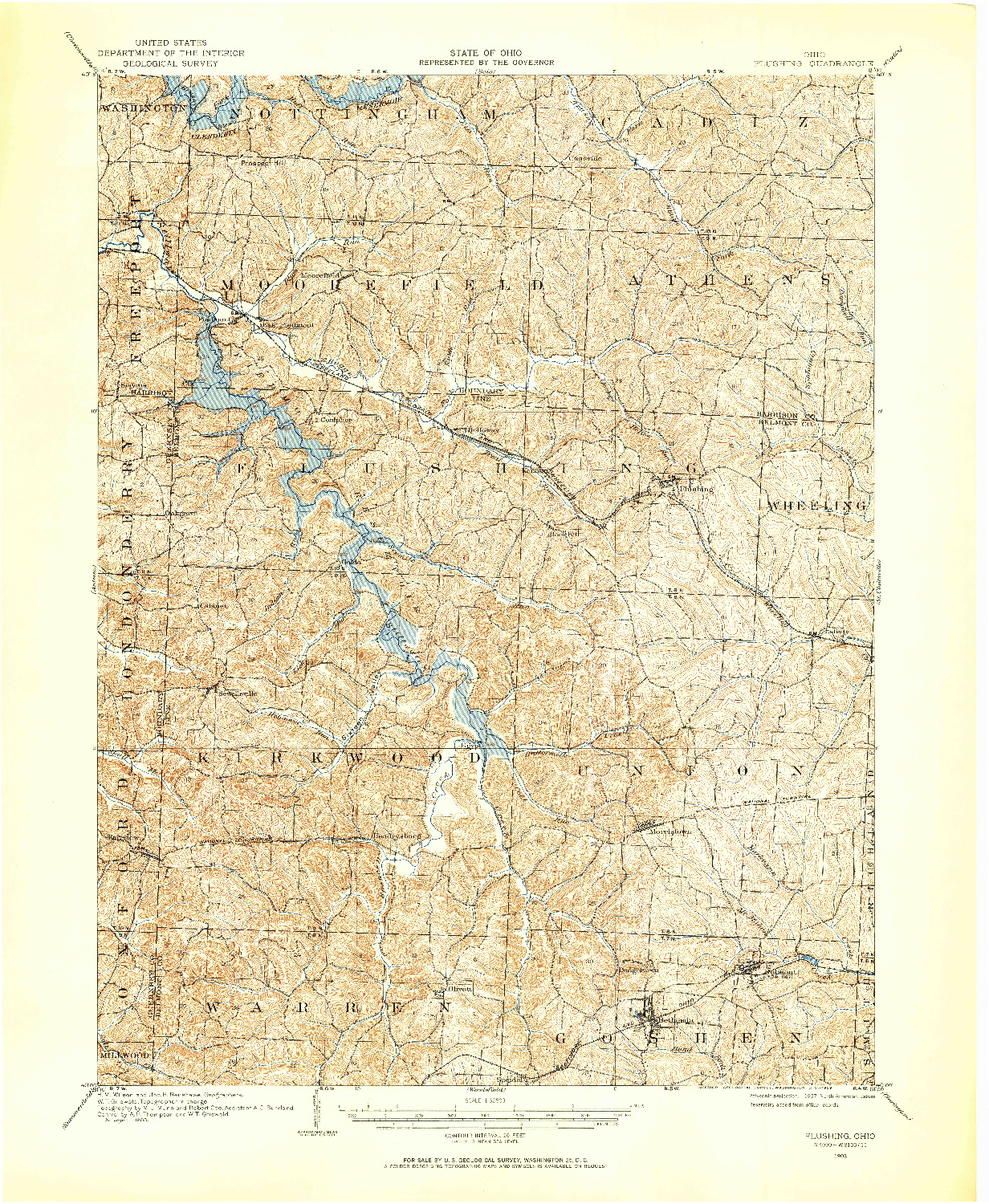 USGS 1:62500-SCALE QUADRANGLE FOR FLUSHING, OH 1903