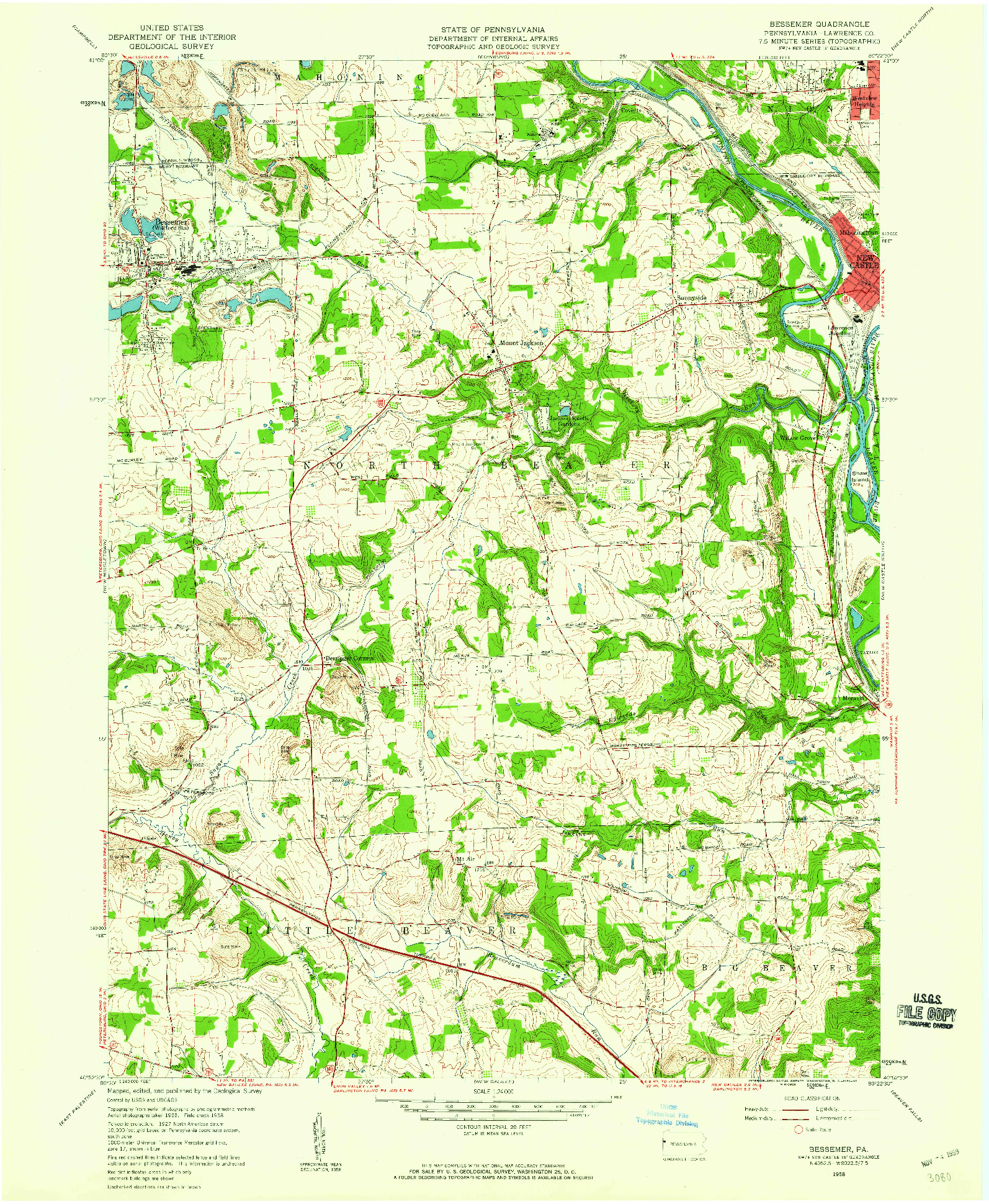 USGS 1:24000-SCALE QUADRANGLE FOR BESSEMER, PA 1958
