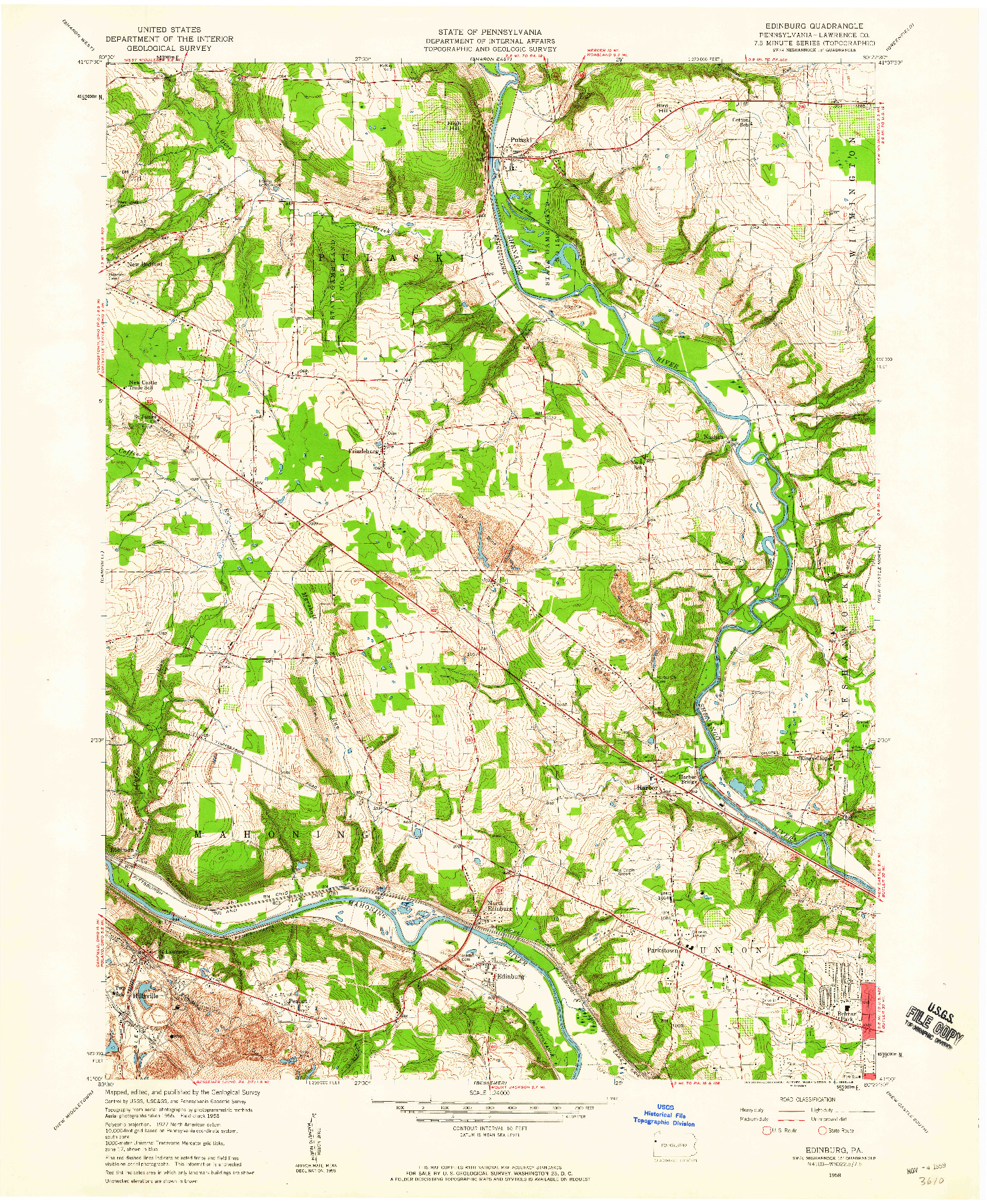 USGS 1:24000-SCALE QUADRANGLE FOR EDINBURG, PA 1958