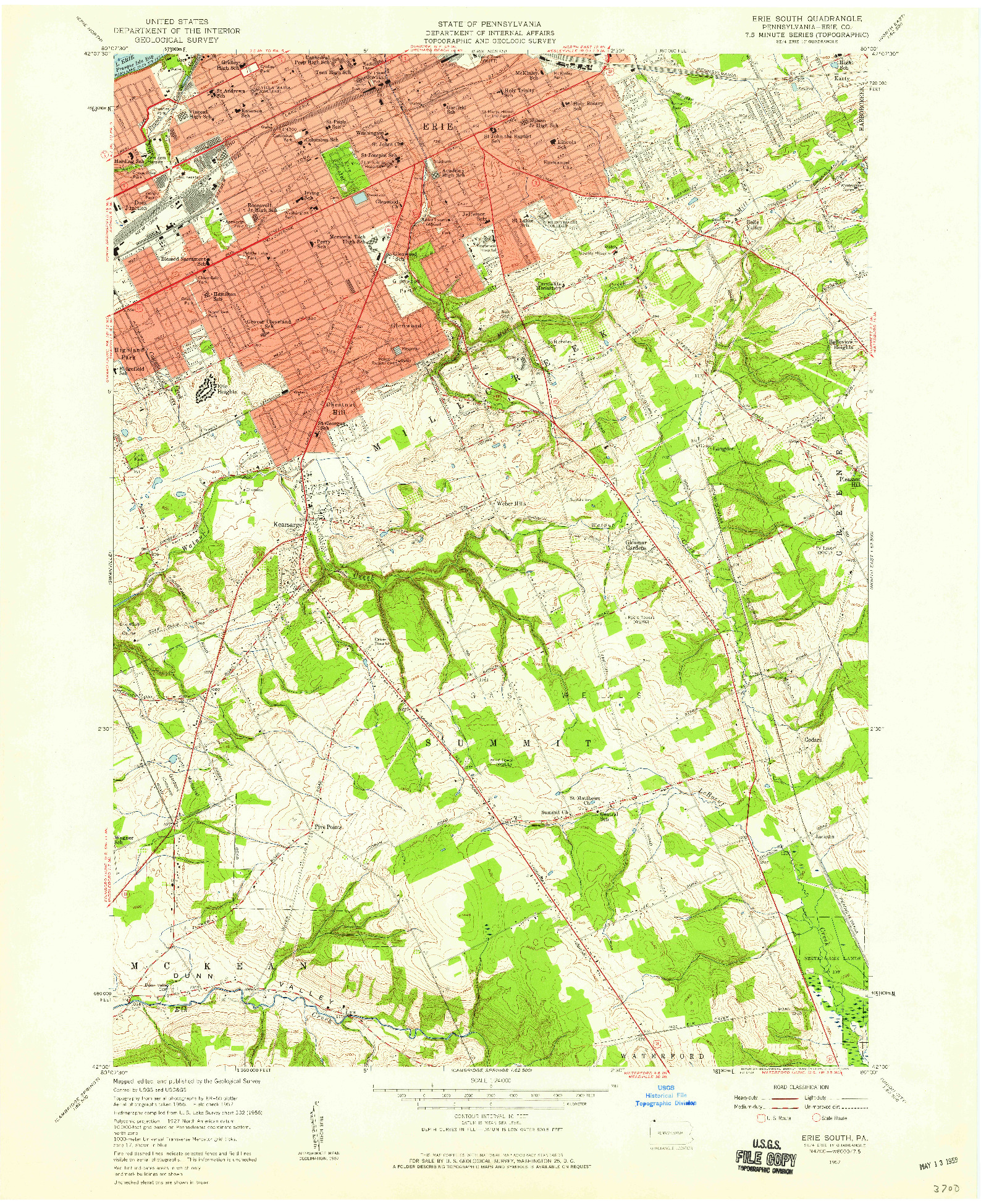 USGS 1:24000-SCALE QUADRANGLE FOR ERIE SOUTH, PA 1957